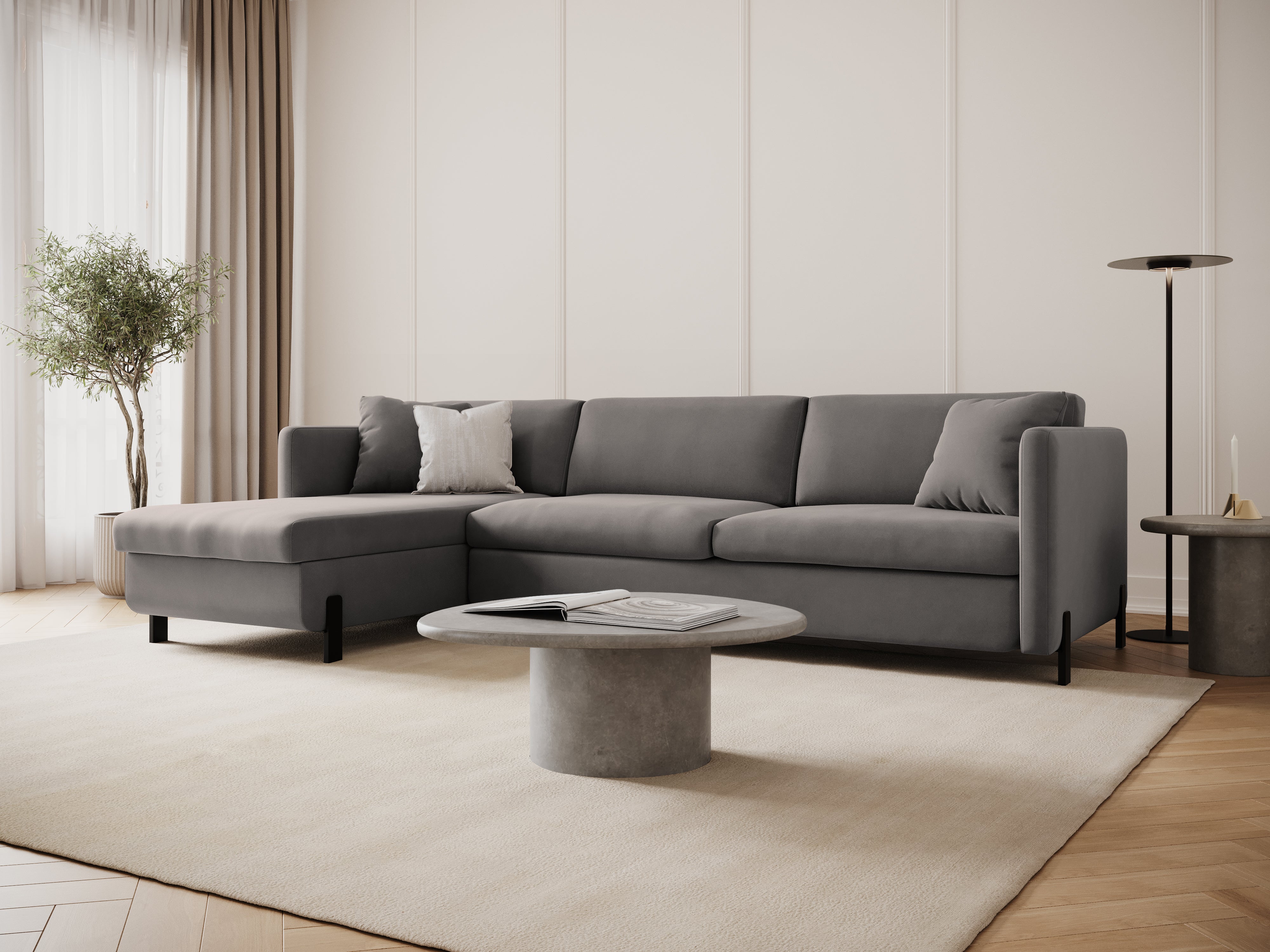 Velvet Linksecke Sofa mit Bettfunktion, "Gloria", 5 Sitze, Grau, 280x170x80
In Europa gemacht