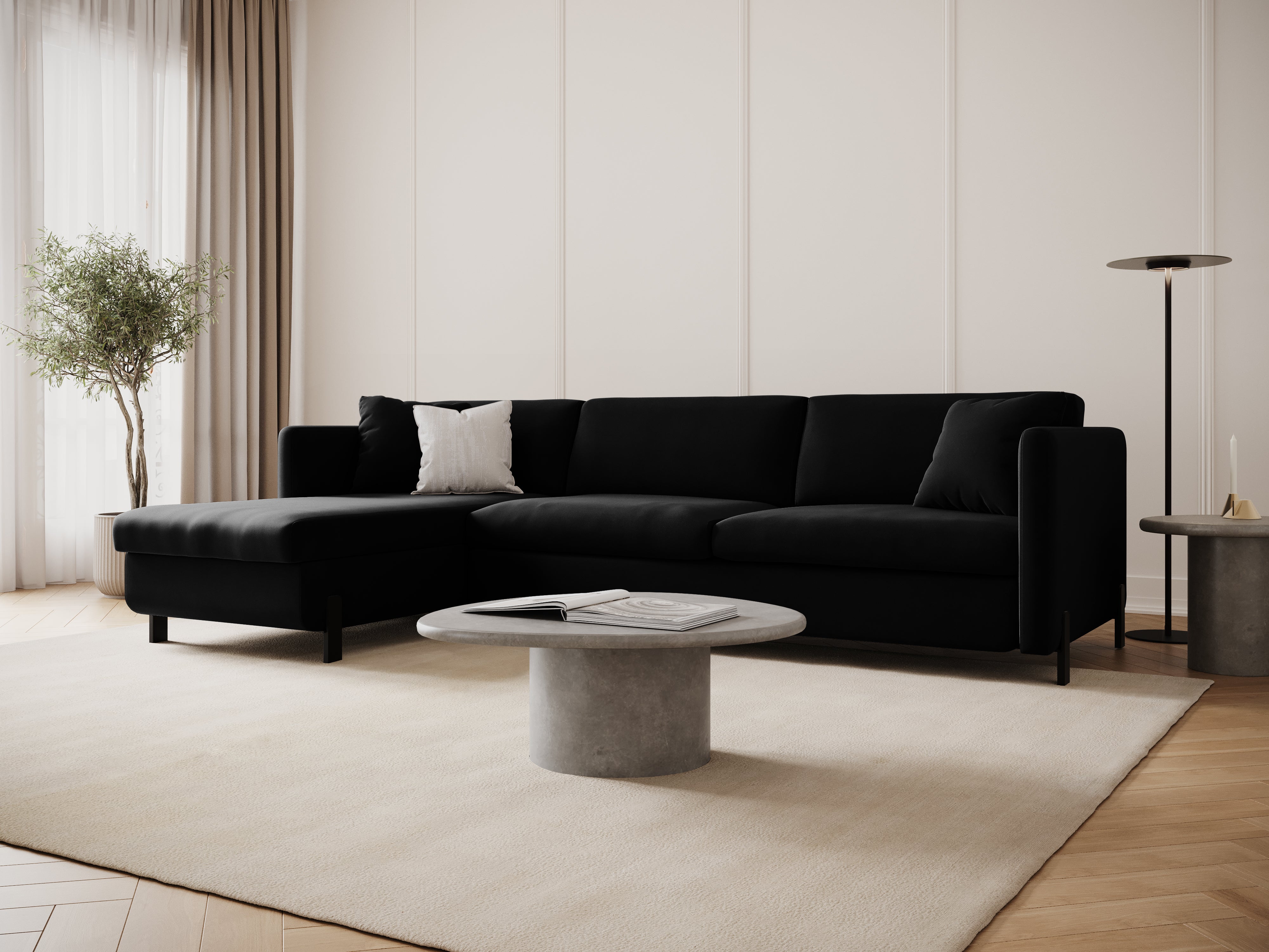 Velvet Linksecke Sofa mit Bettfunktion, "Gloria", 5 Sitze, schwarz, 280x170x80
In Europa gemacht