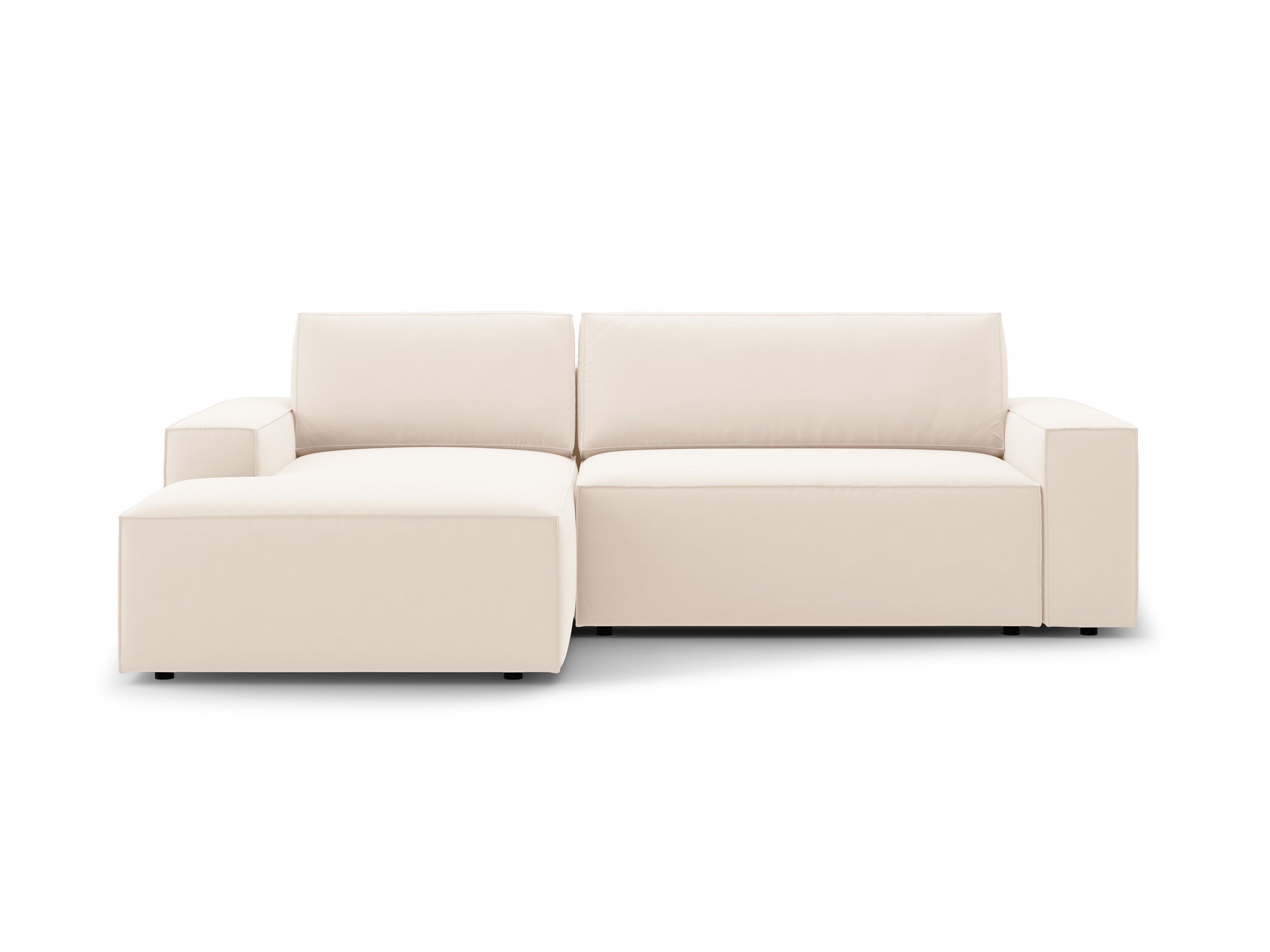 Left-facing velvet corner sofa bed JODIE light beige