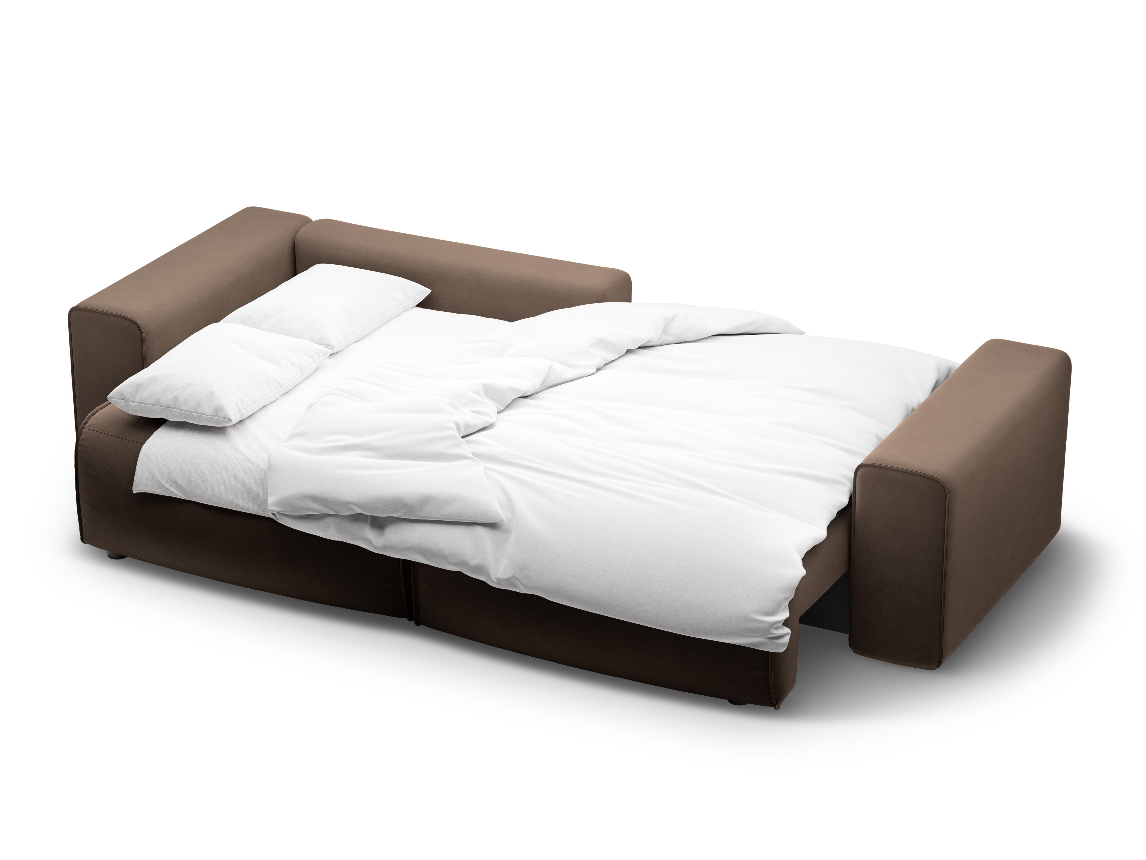 Samt-Ecksofa linksseitig 3-sitzig mit Schlaffunktion VICTOR schokoladenbraun