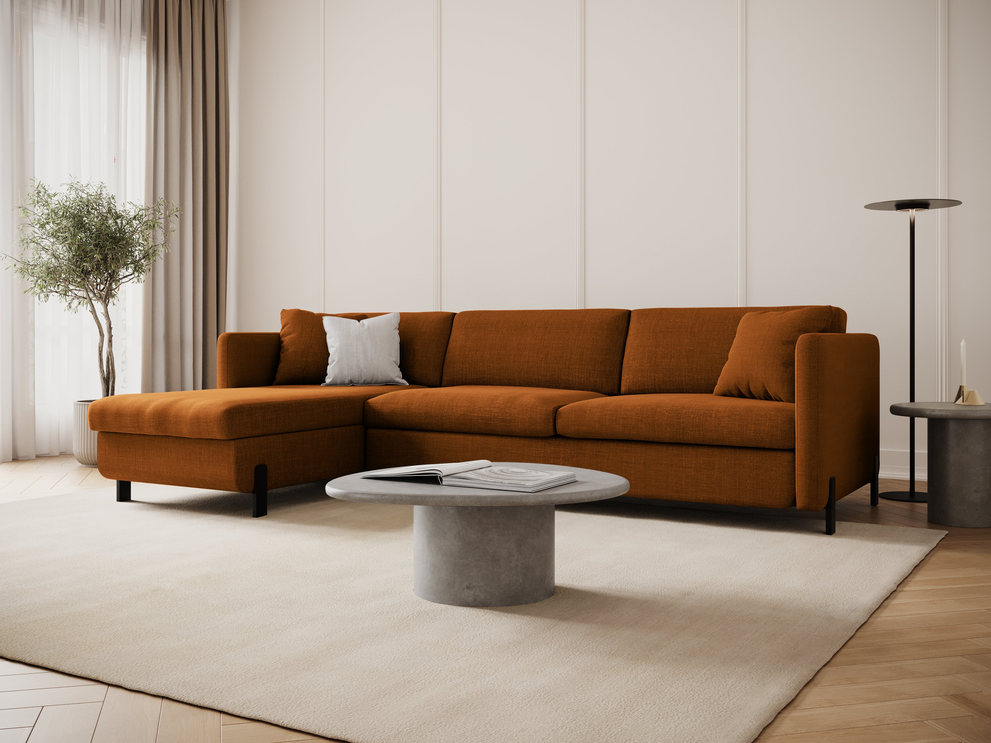 Left Corner Sofa with Bed Function and Box, "Gloria", 4 Seats, Brick, 260x170x80
Made in Europe