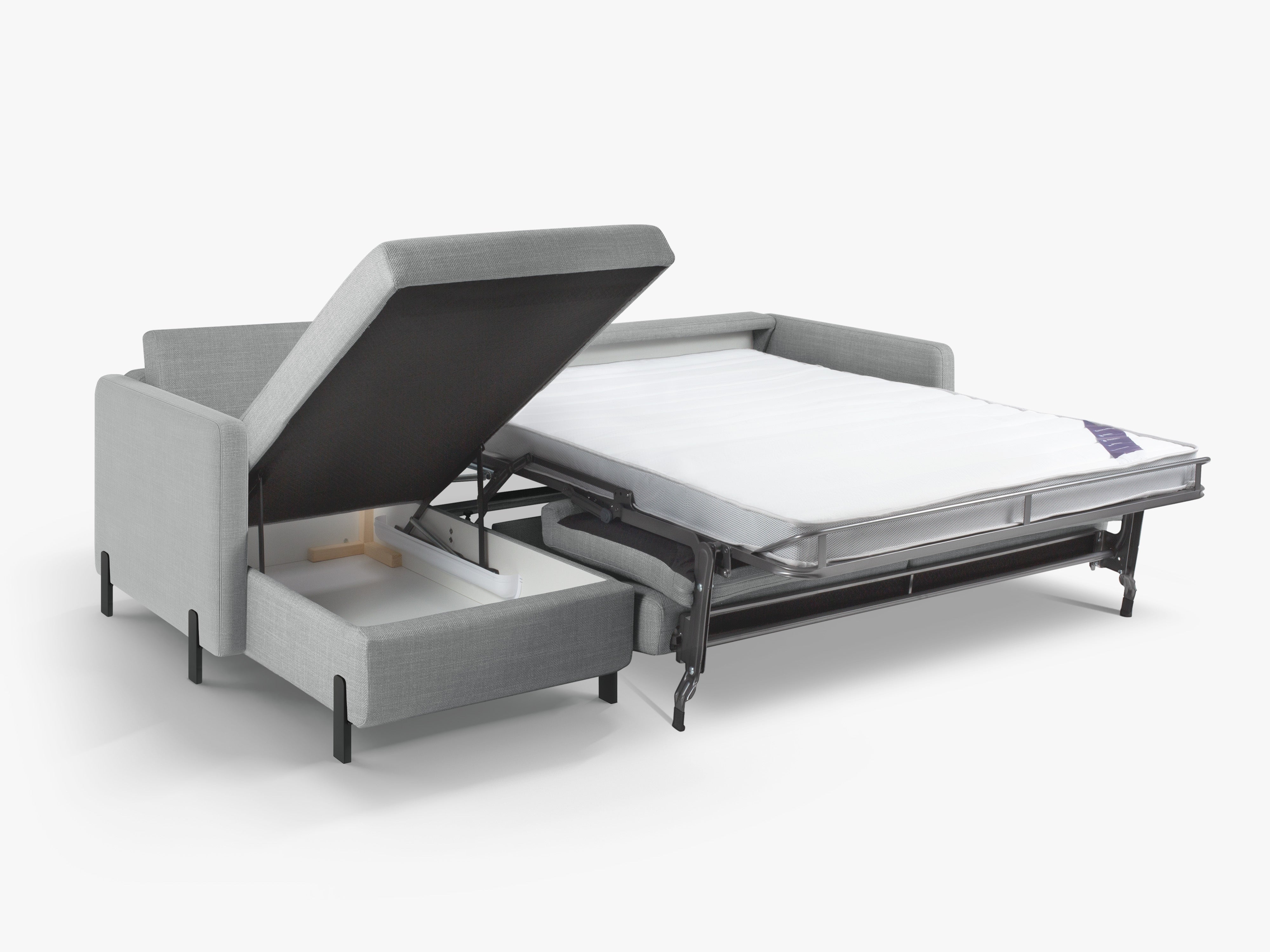 Left Corner Sofa with Bed Function and Box, "Gloria", 4 Seats, Light Gray, 260x170x80
Made in Europe