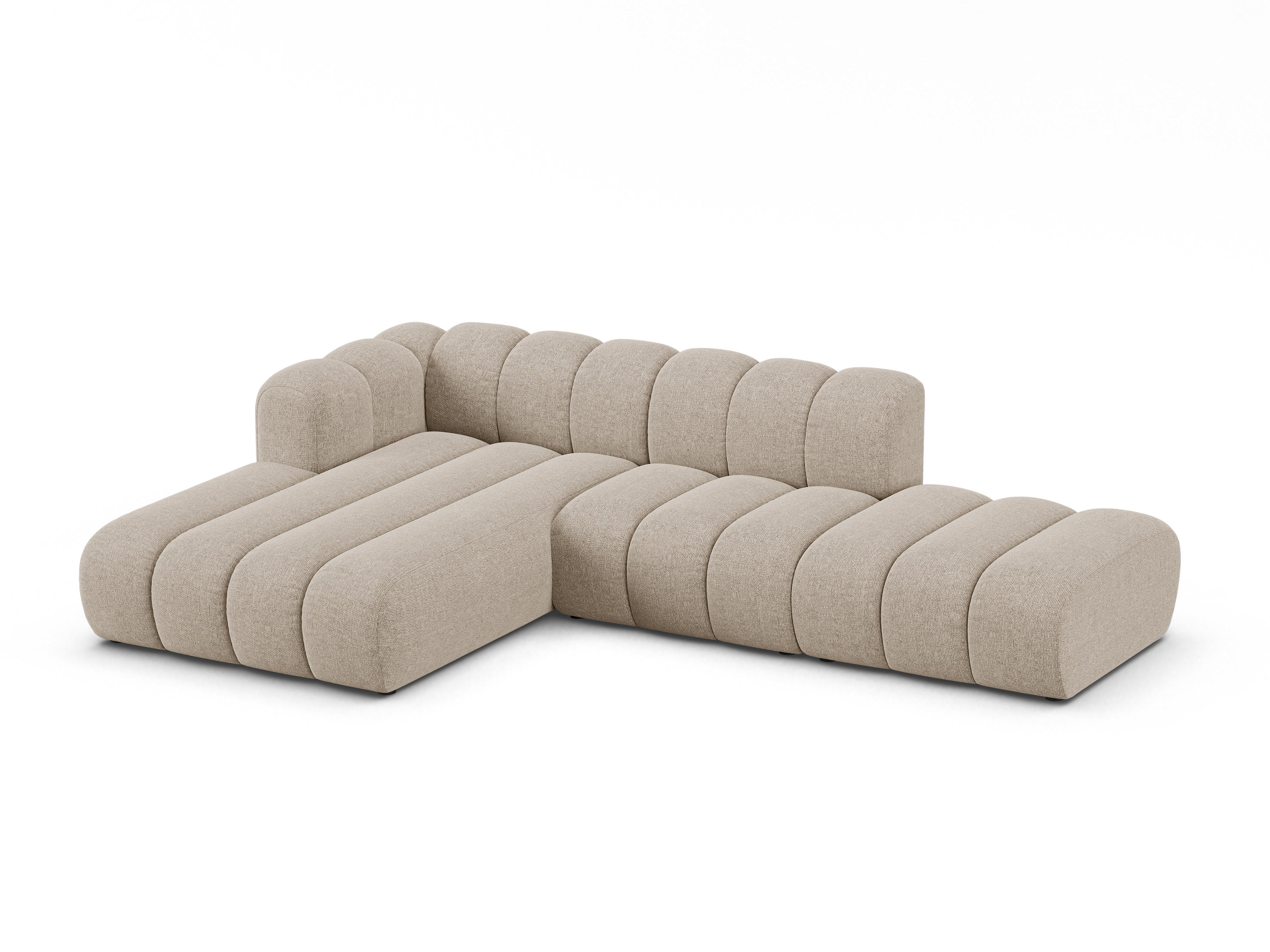 5-seater left-facing corner sofa LUPINE beige chenille