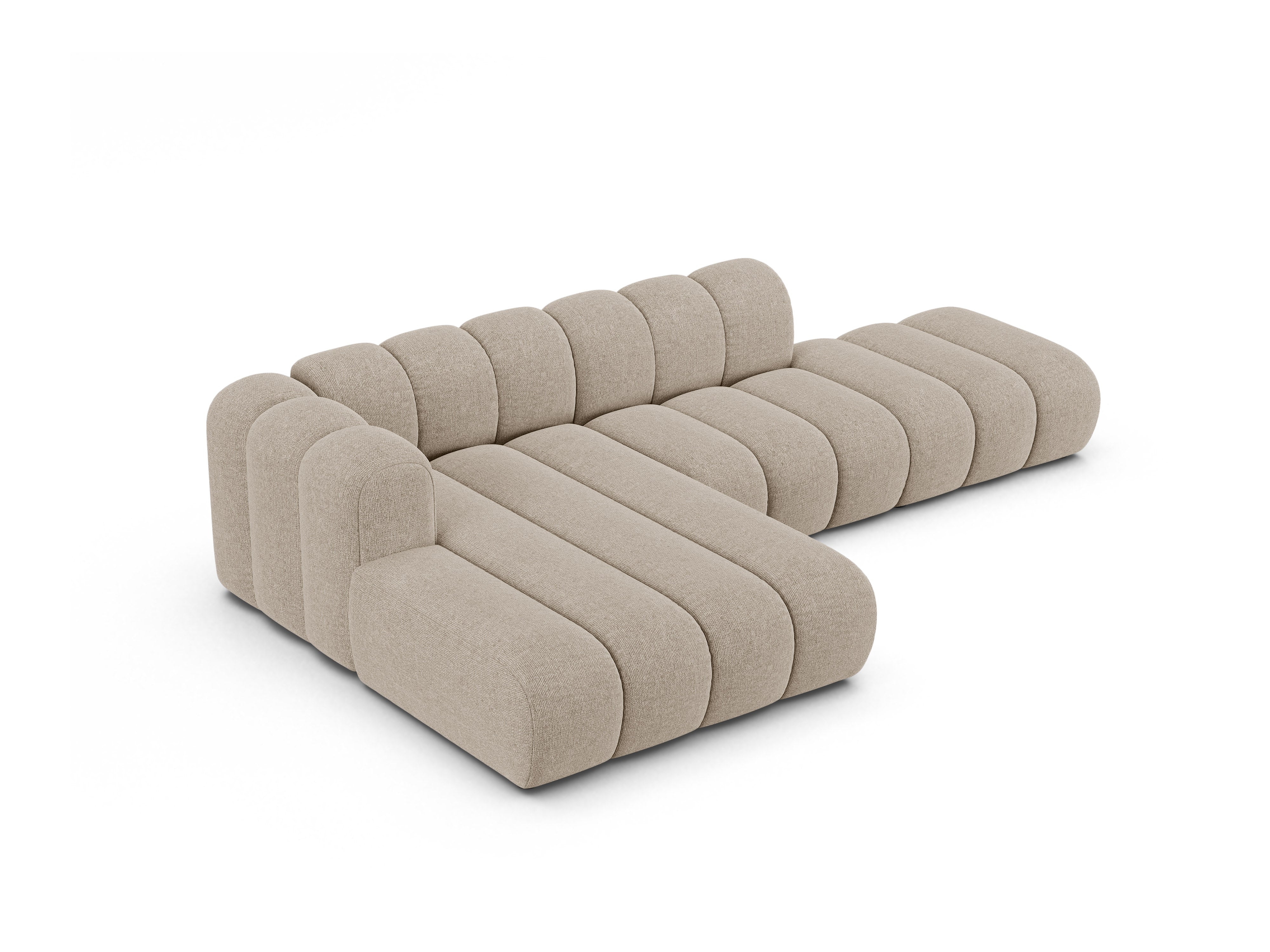 5-seater left-facing corner sofa LUPINE beige chenille