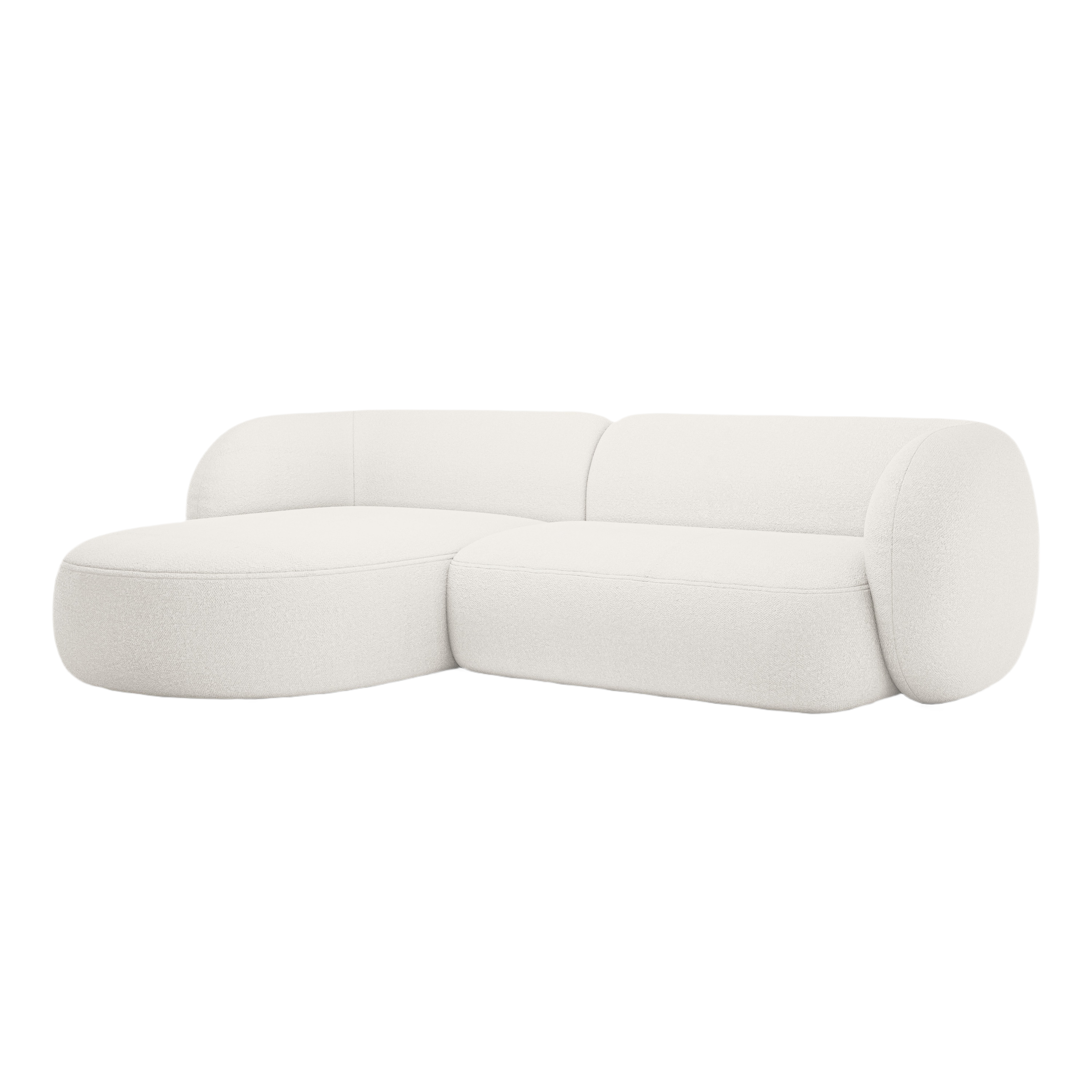 Linksseitiges 3-Sitzer-Sofa KATE in weißem Boucle