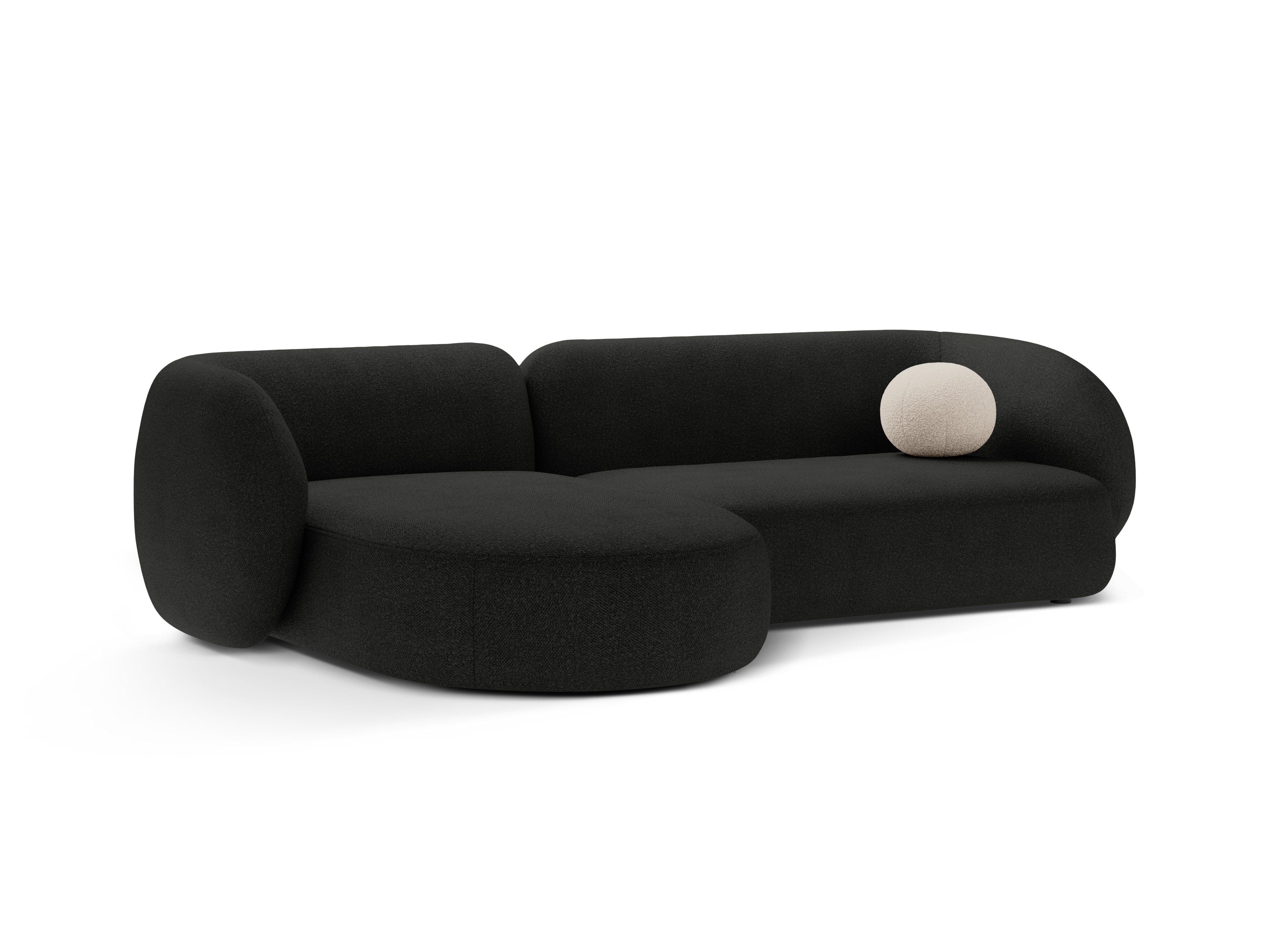 Left-sided 3-seater corner sofa KATE black boucle