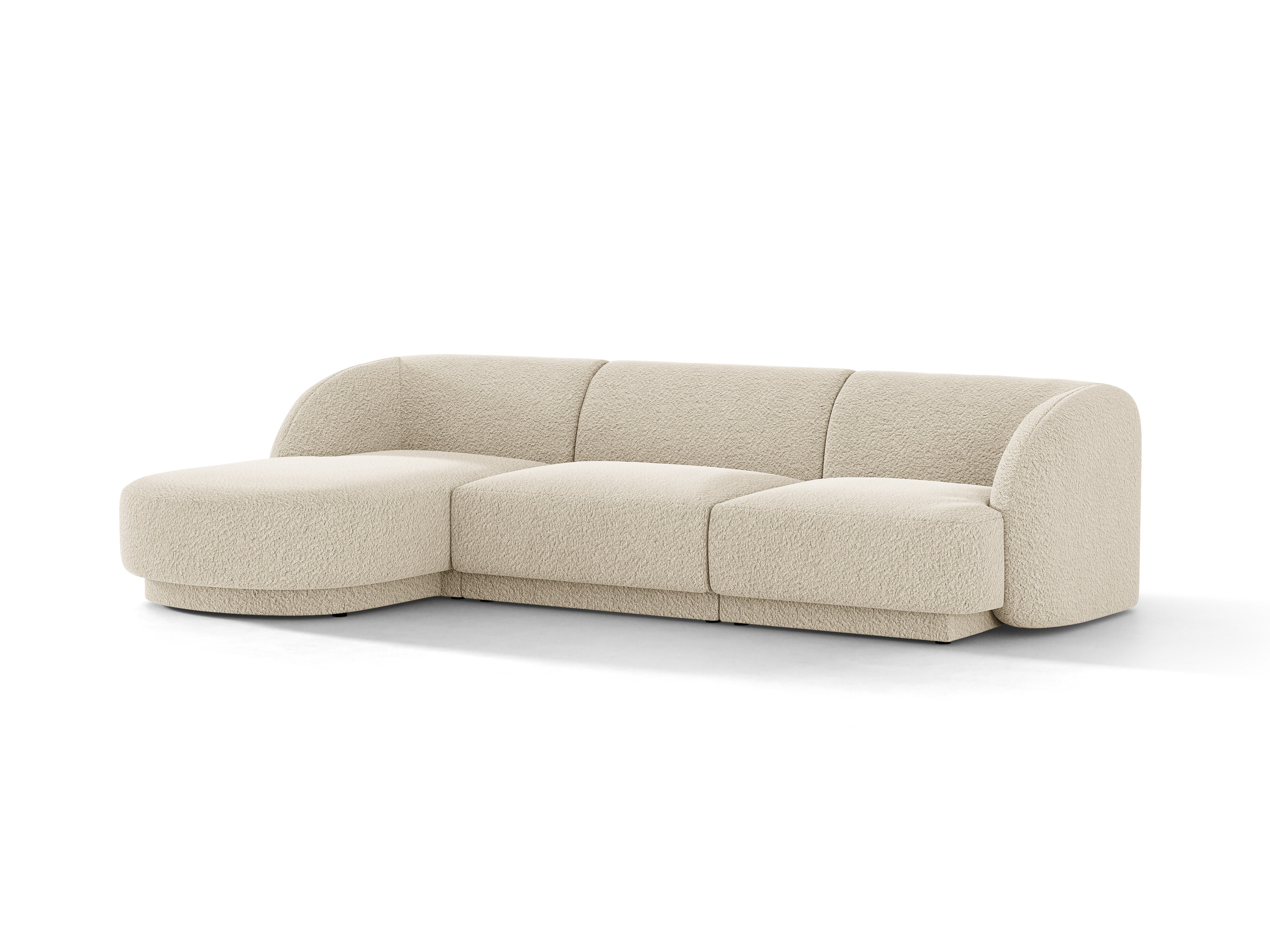 Narożnik 4-osobowy lewostronny MILEY beżowy boucle – tkanina bouclé