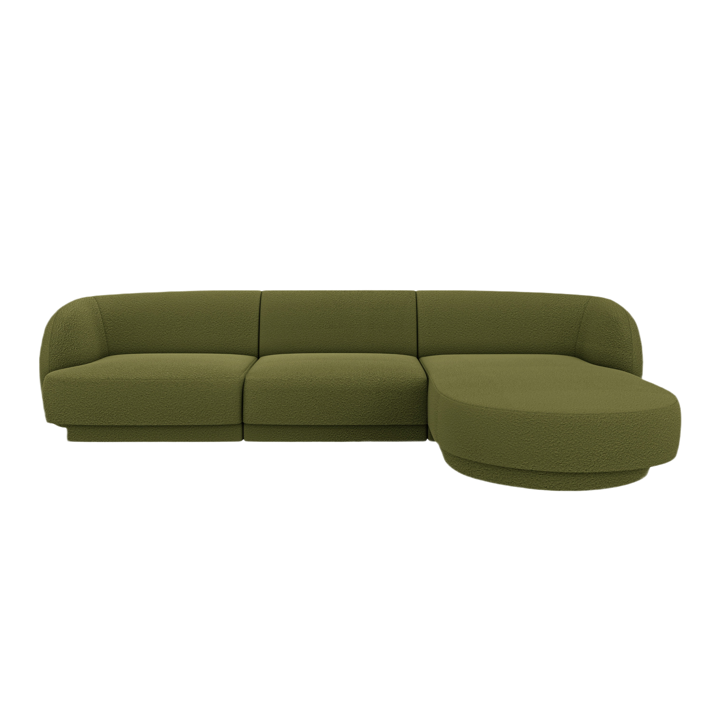 4-seater right-facing corner sofa MILEY green boucle