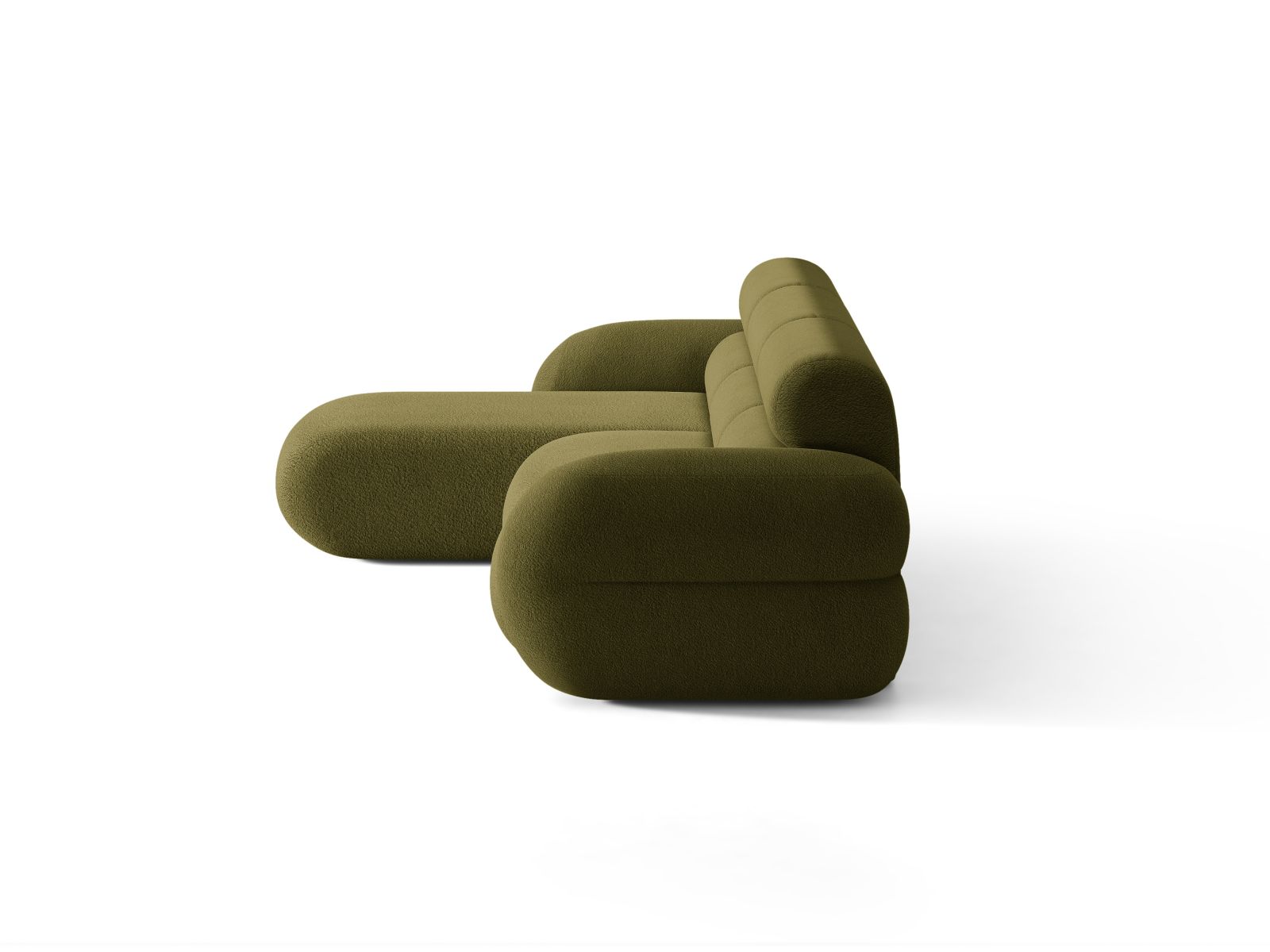 Left-facing NEO olive boucle corner sofa