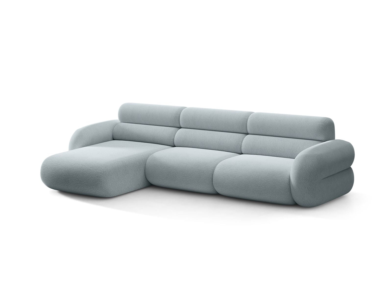 Left-facing NEO corner sofa in blue boucle