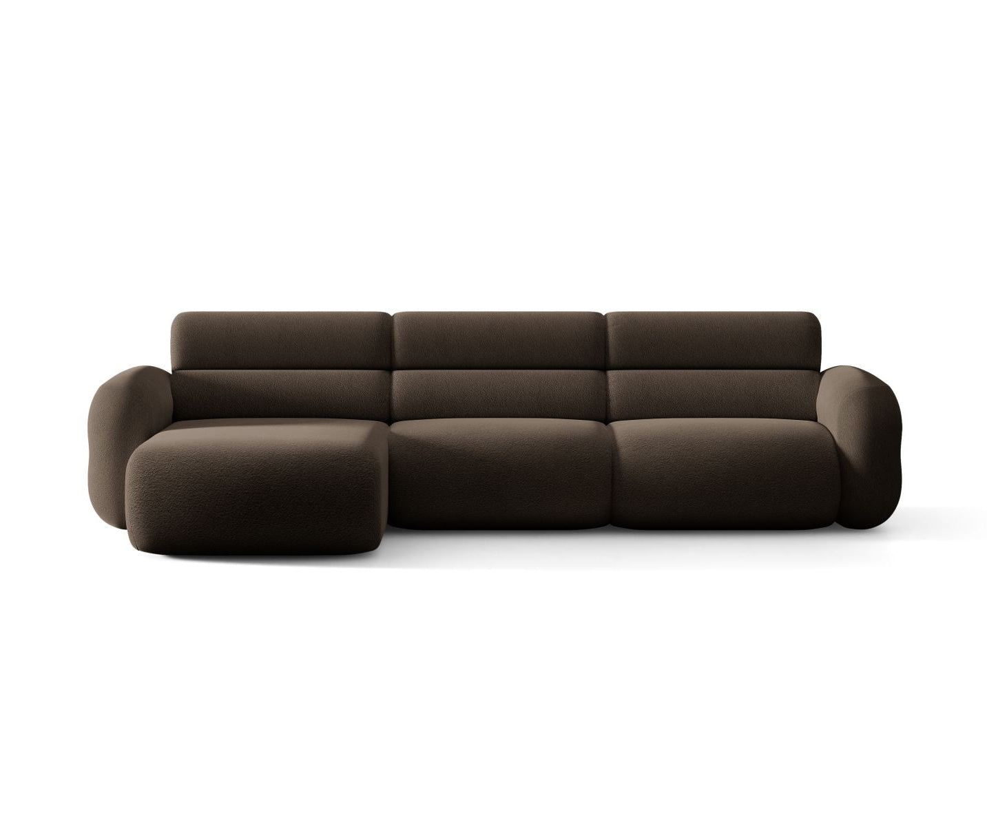 Left-facing NEO corner sofa in brown boucle