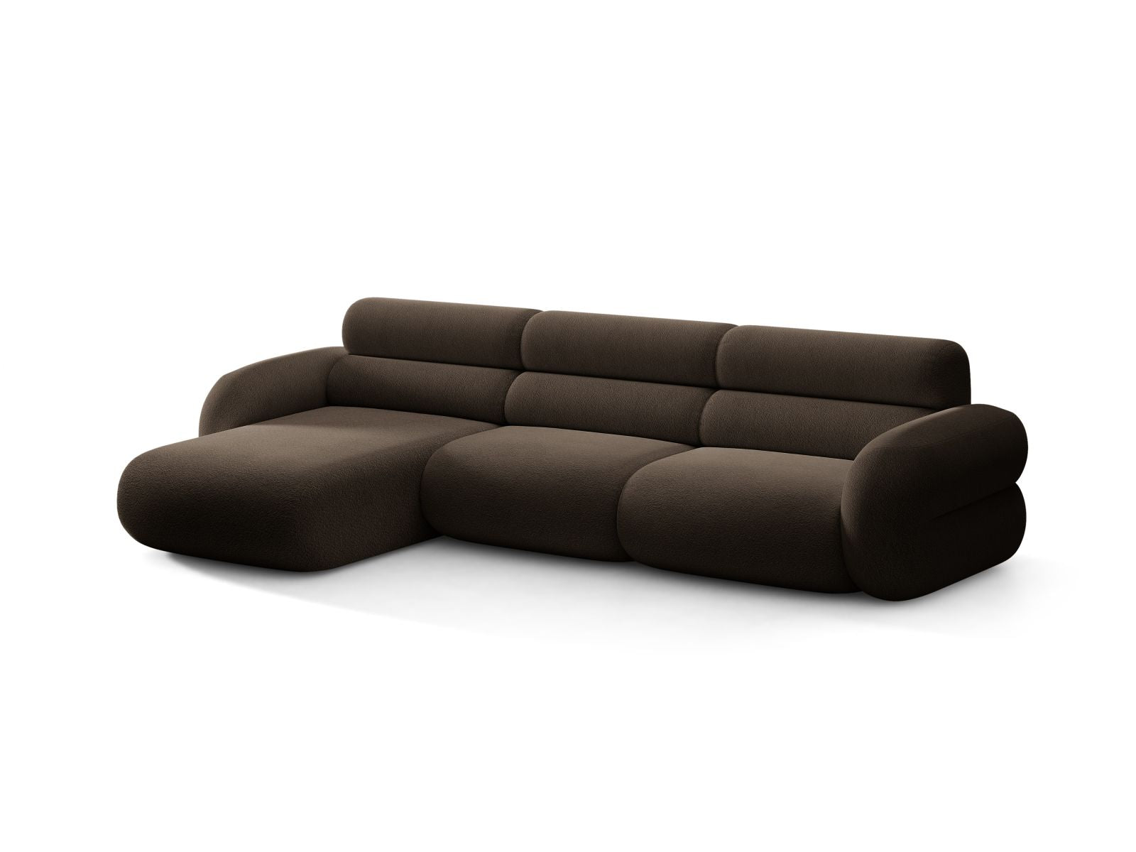 Left-facing NEO corner sofa in brown boucle