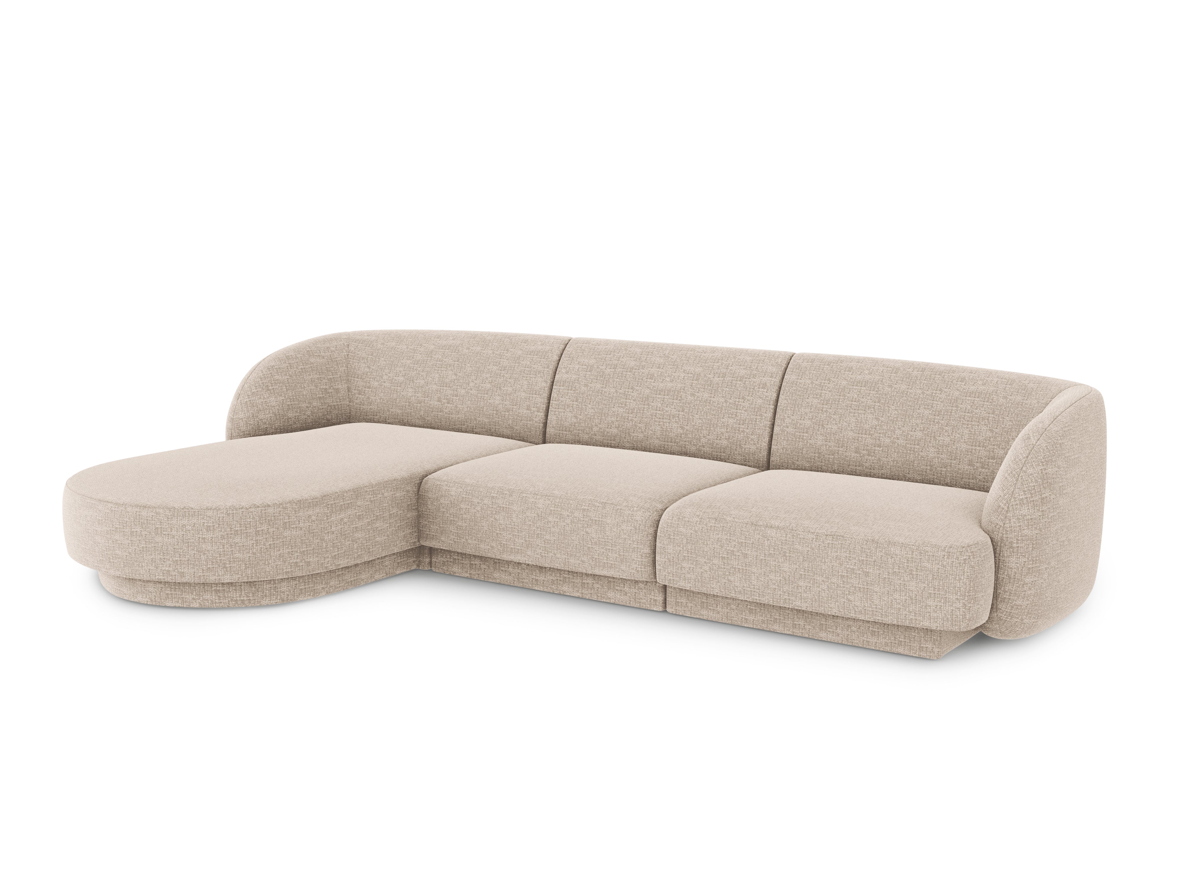 Narożnik 4-osobowy w tkaninie szenilowej lewostronny MILEY beżowy Micadoni    Eye on Design
