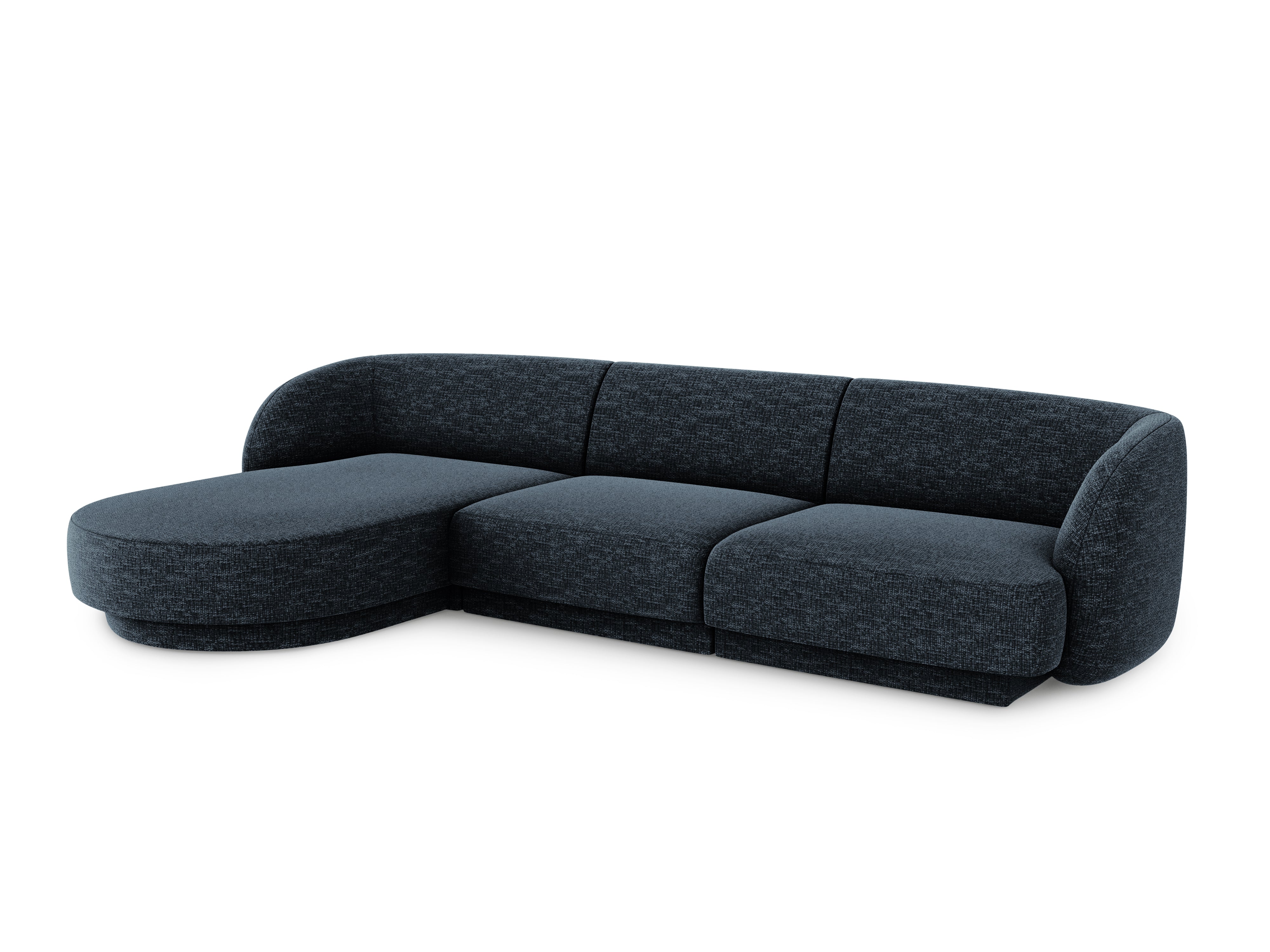 Narożnik 4-osobowy w tkaninie szenilowej lewostronny MILEY granatowy Micadoni    Eye on Design