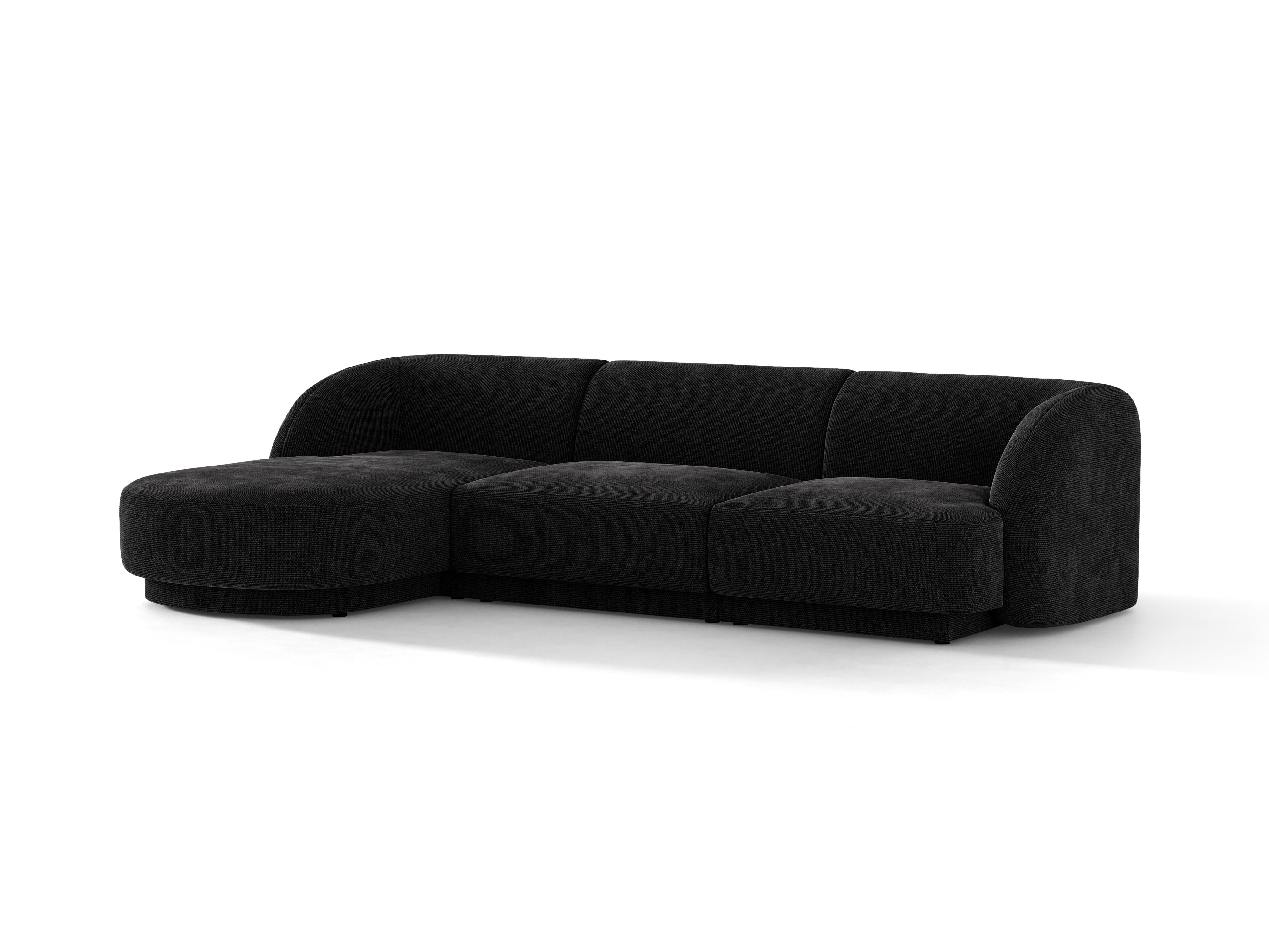 4-seater left-facing corner sofa MILEY black chenille silky