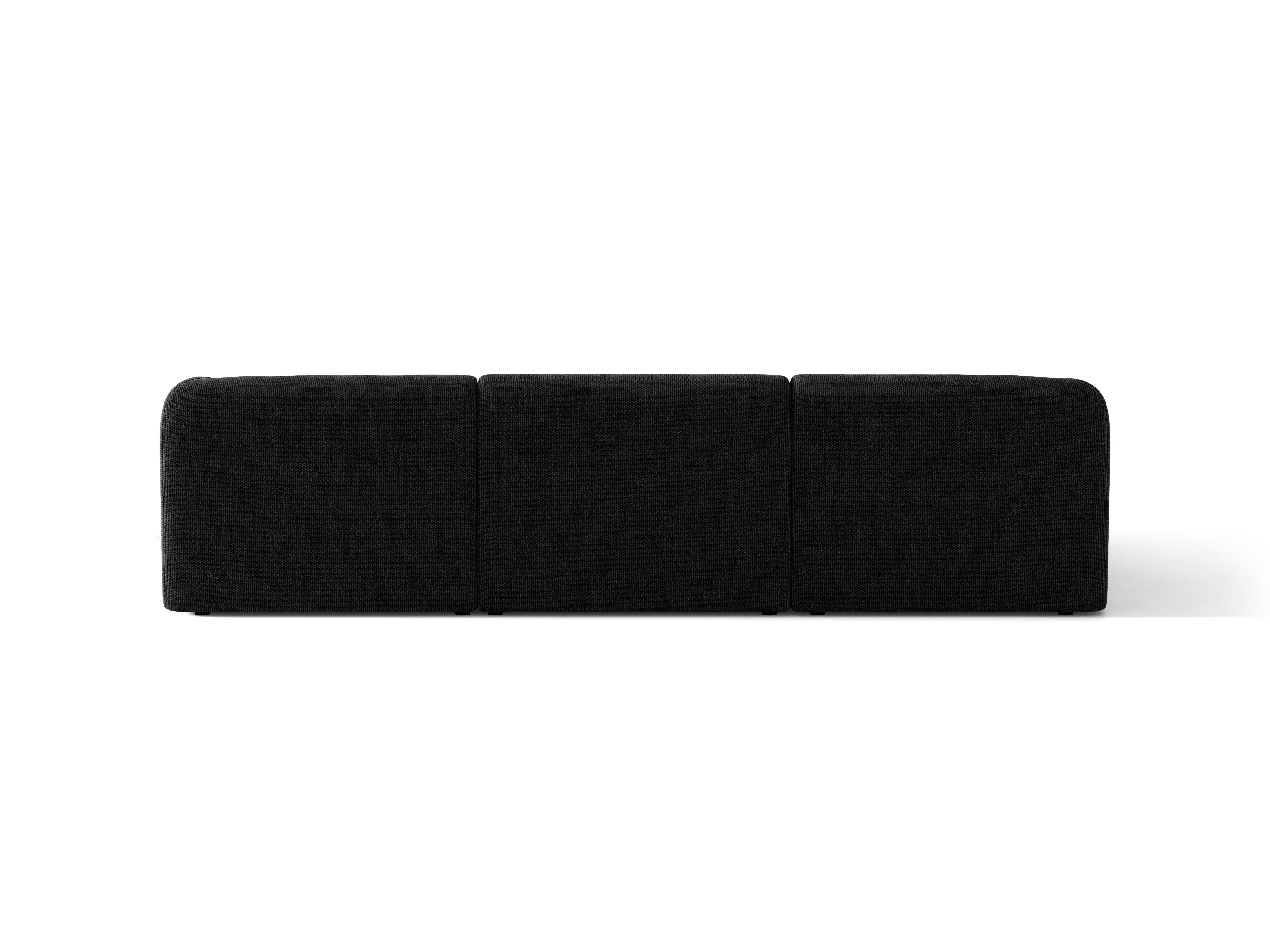 4-seater left-facing corner sofa MILEY black chenille silky