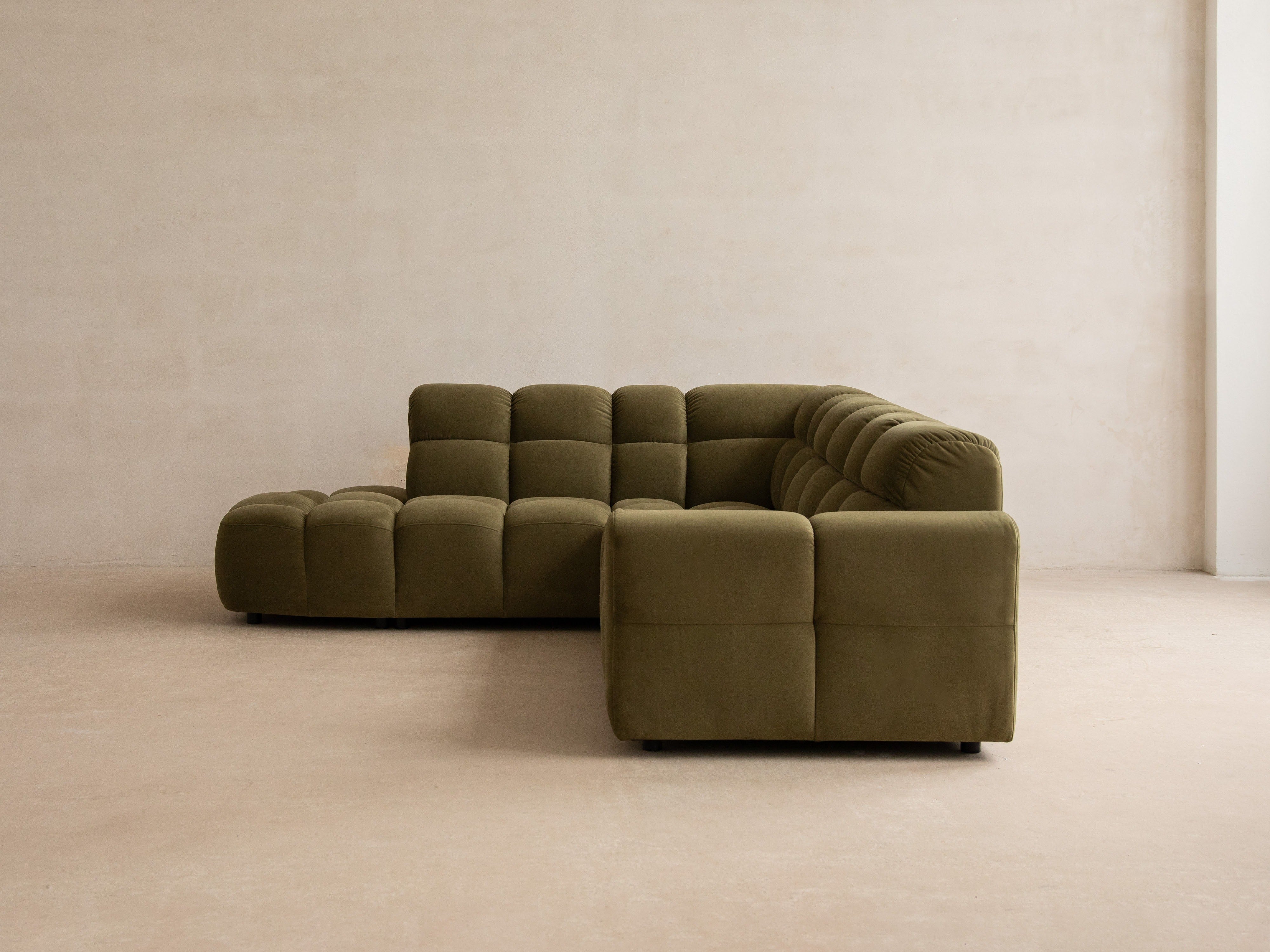 Right-facing velvet corner sofa LISA dark gray [Monika] [Julia spr]