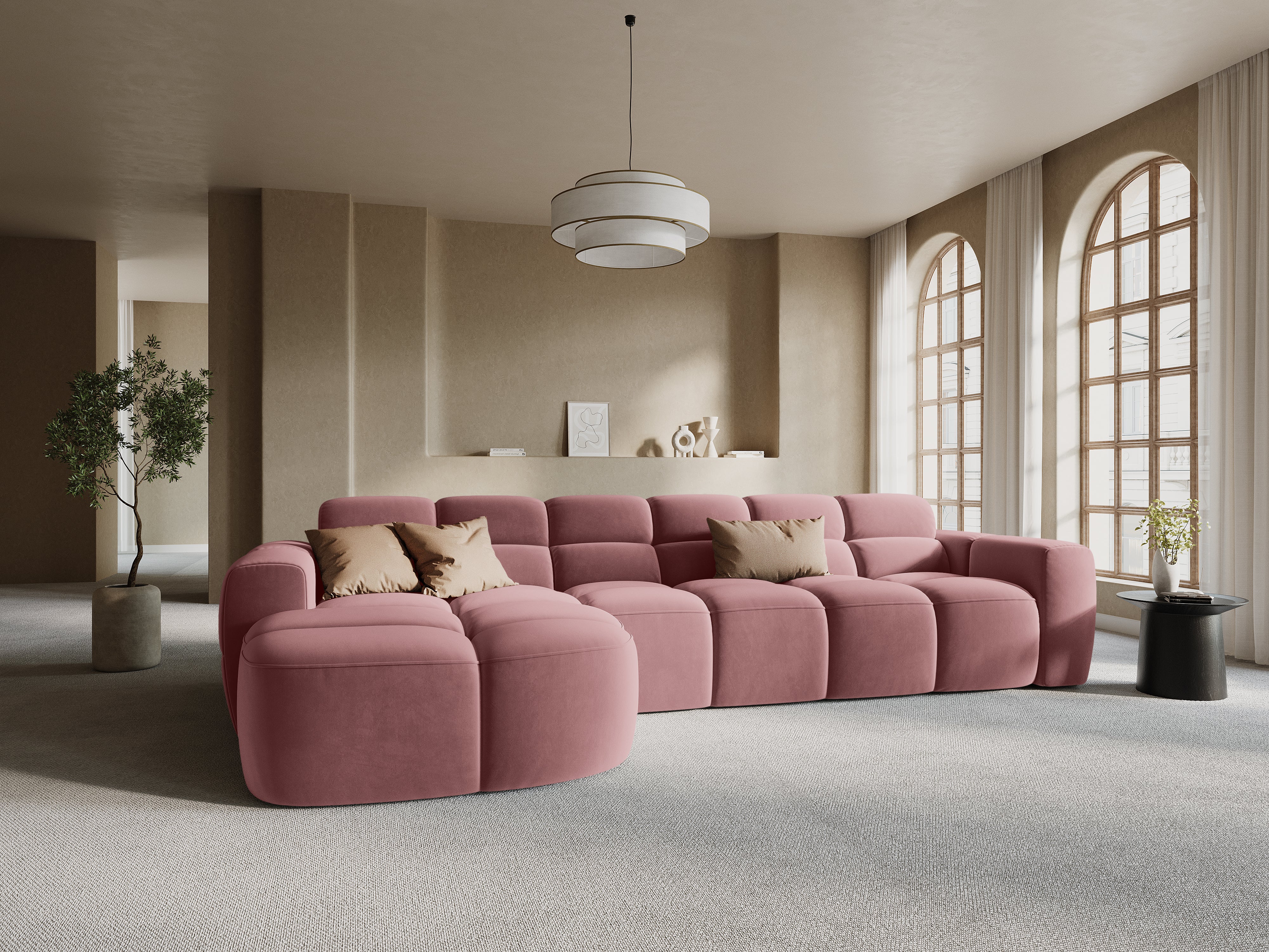 Velvet corner sofa left-sided LISA pink [Monika] [Julia spr]