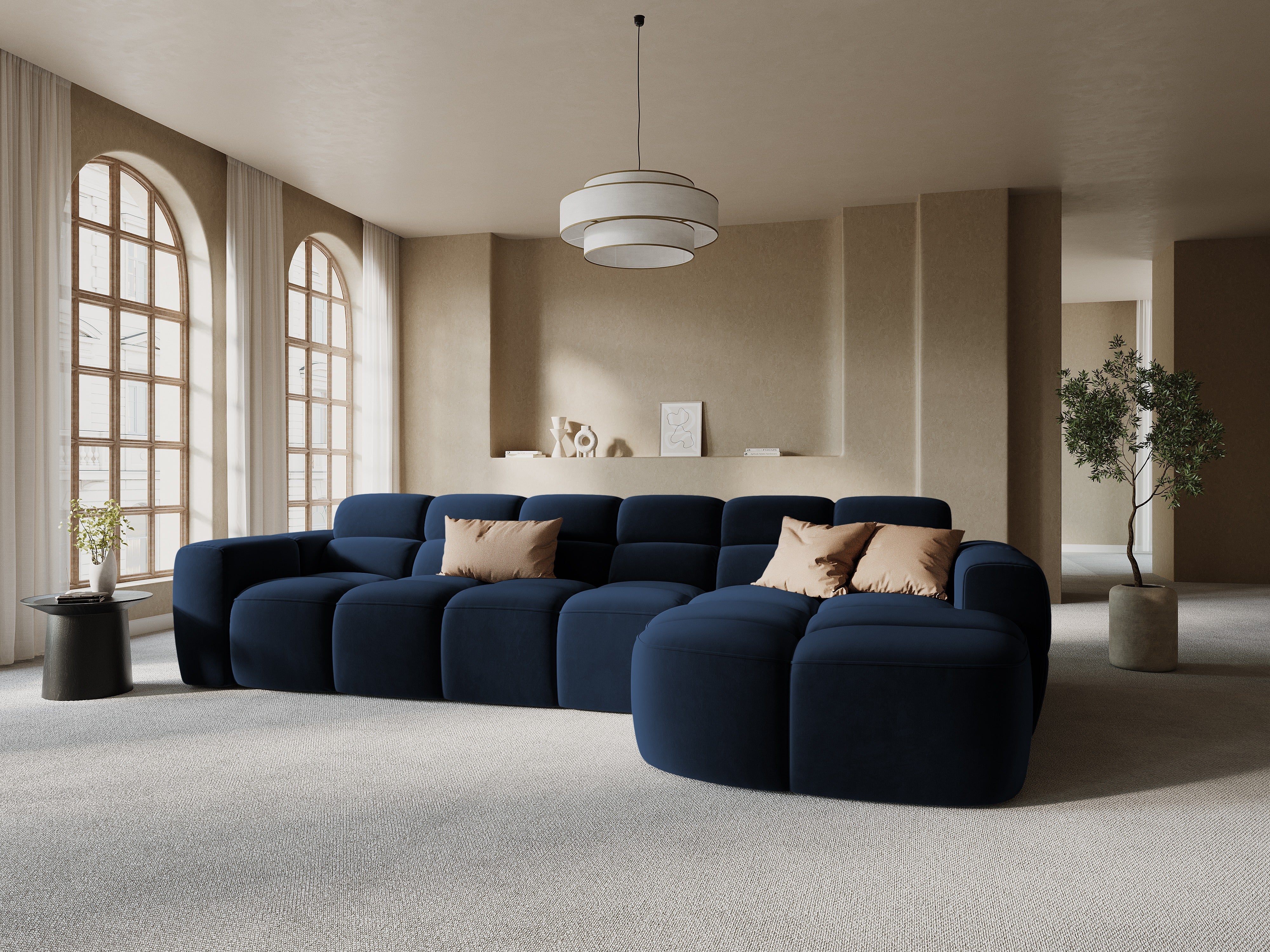 Samt-Ecksofa rechts LISA königsblau [Monika]  [Julia spr]