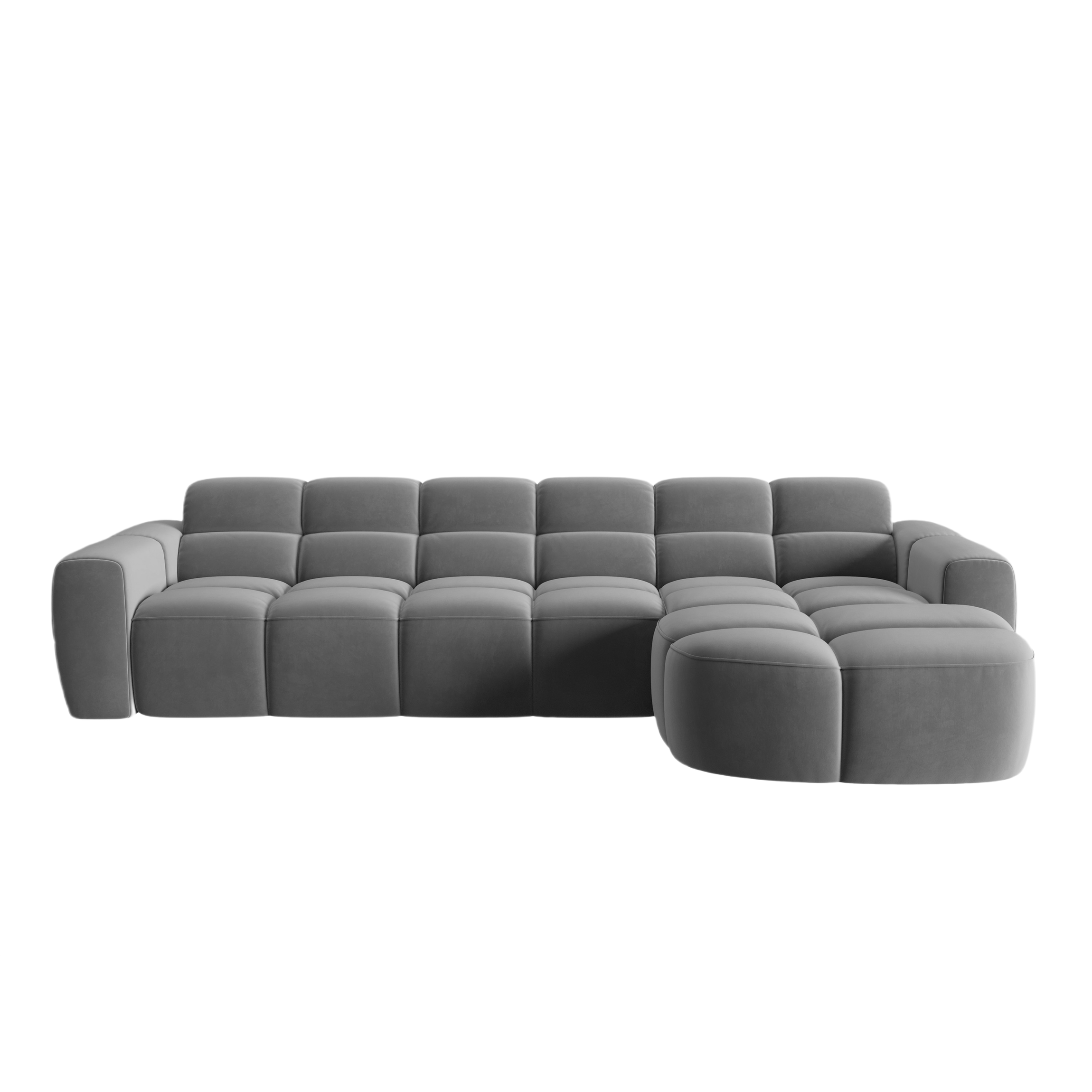 Samt-Ecksofa rechts LISA hellgrau [Monika] [Julia spr]