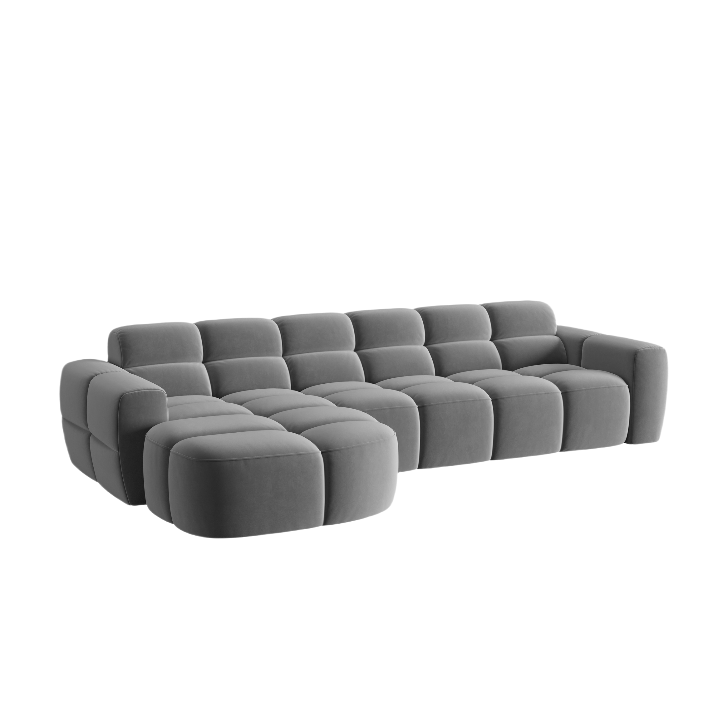 Samt-Ecksofa links LISA hellgrau [Monika] [Julia spr]