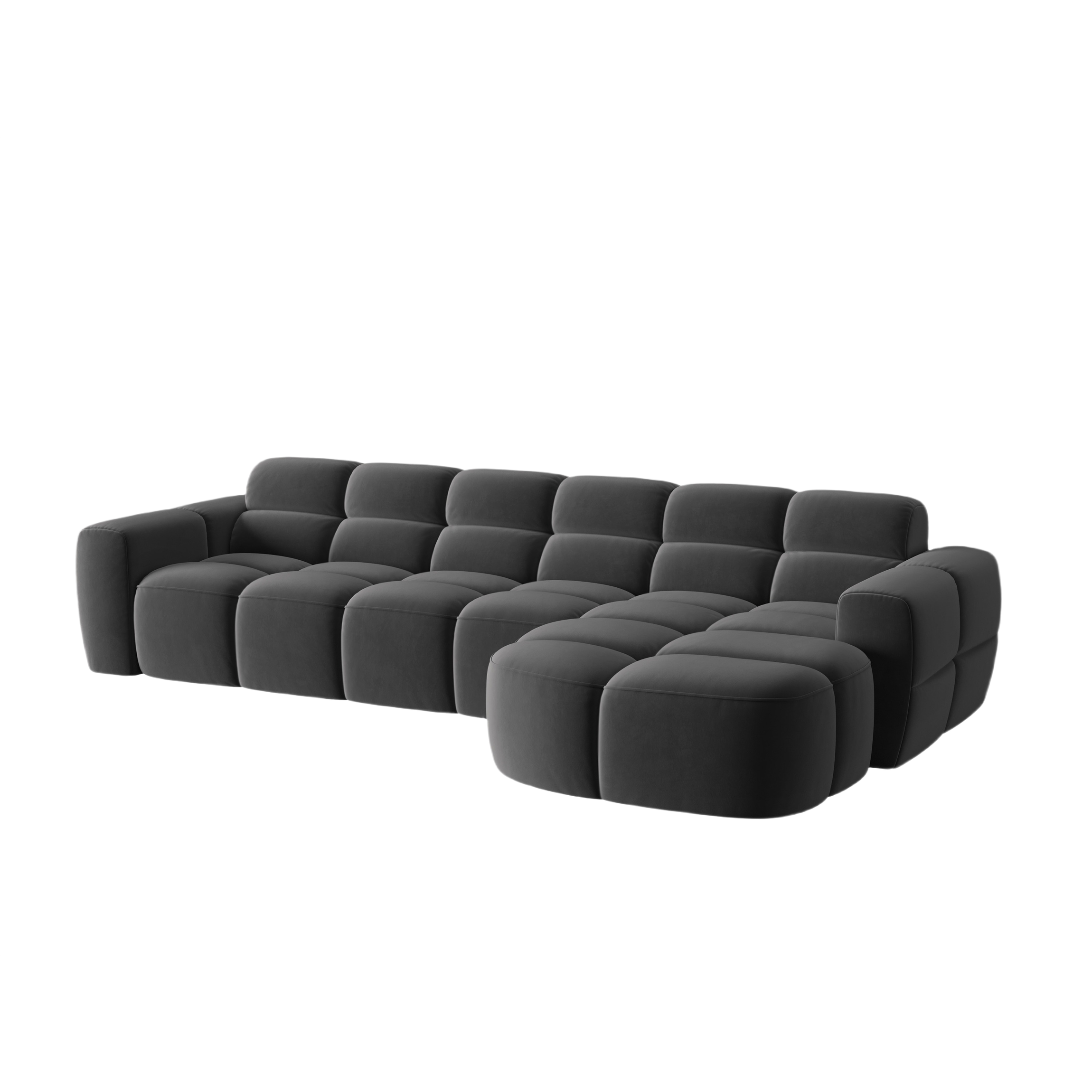 Right-facing velvet corner sofa LISA dark gray [Monika] [Julia spr]