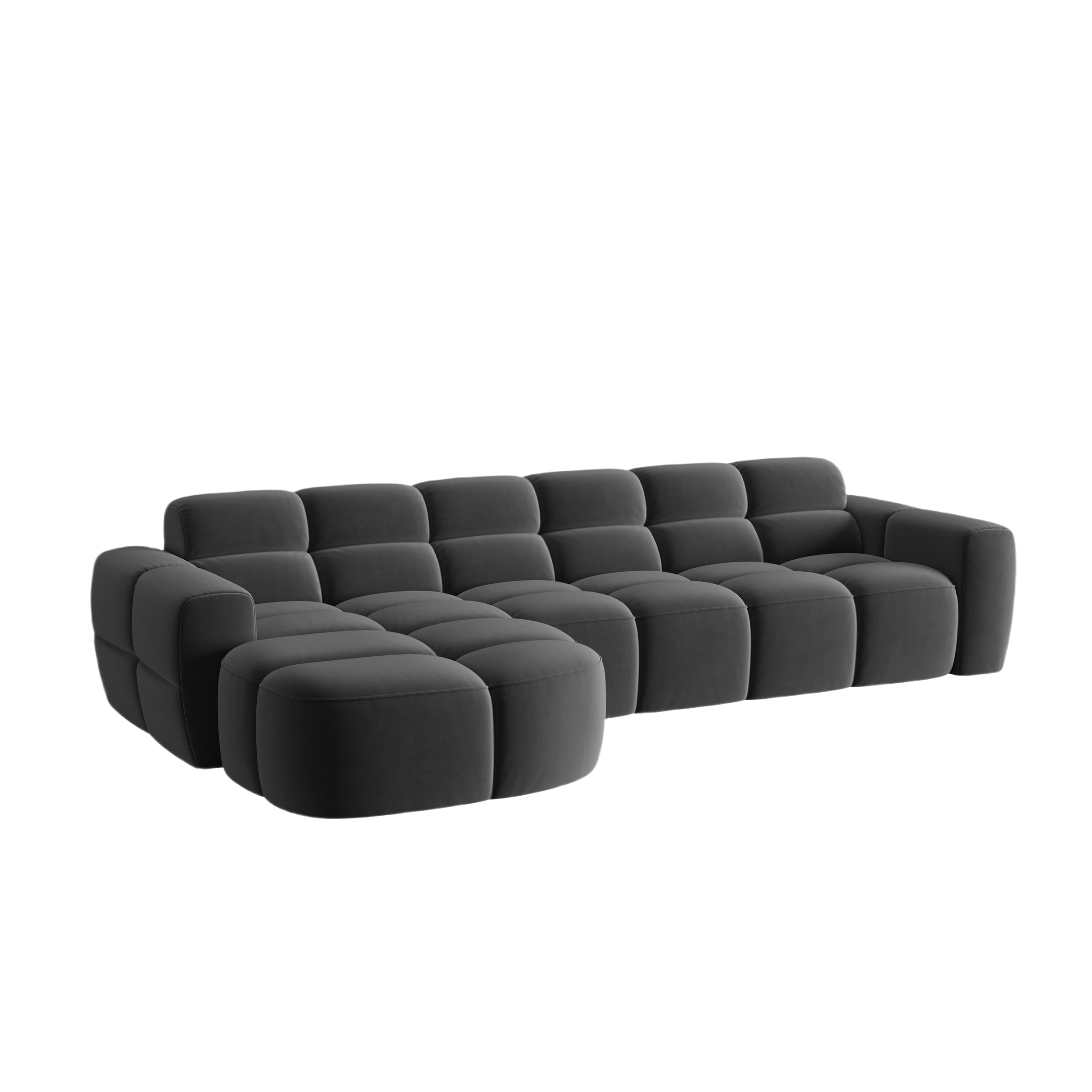 Samt-Ecksofa links LISA dunkelgrau [Monika] [Julia spr]