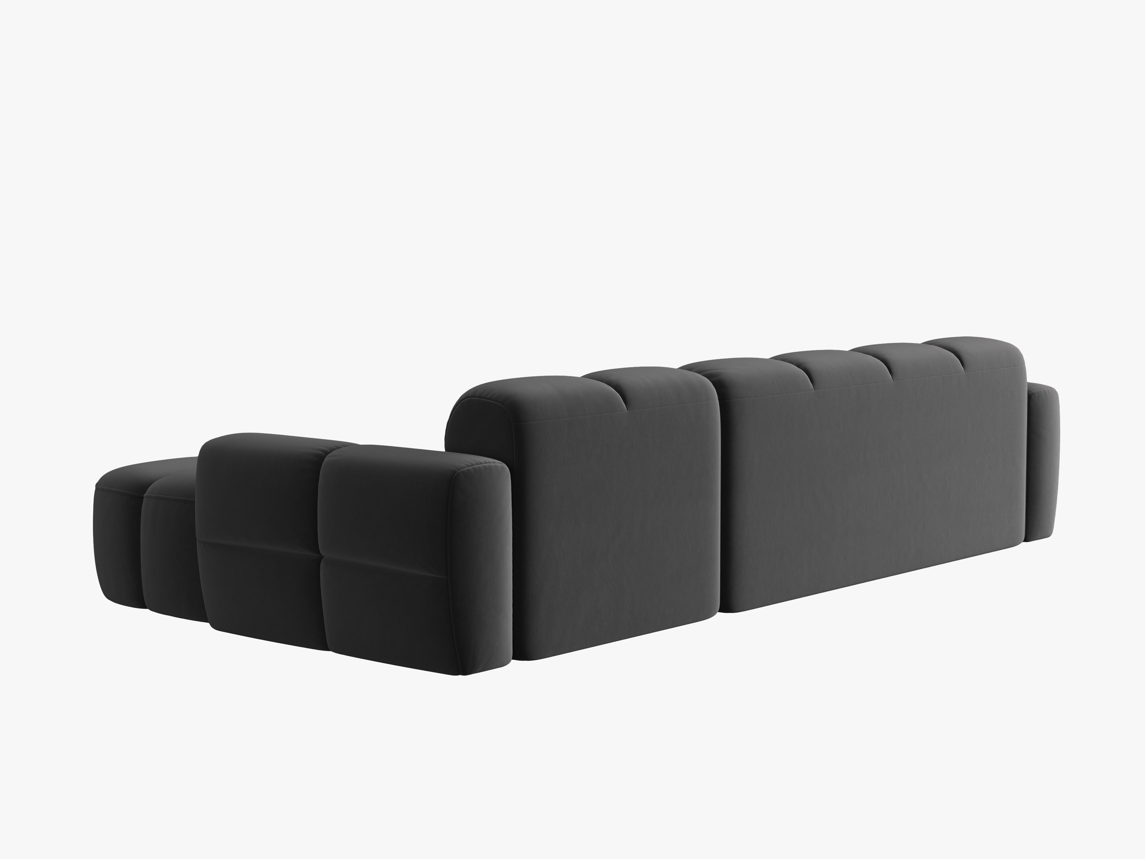 Right-facing velvet corner sofa LISA dark gray [Monika] [Julia spr]