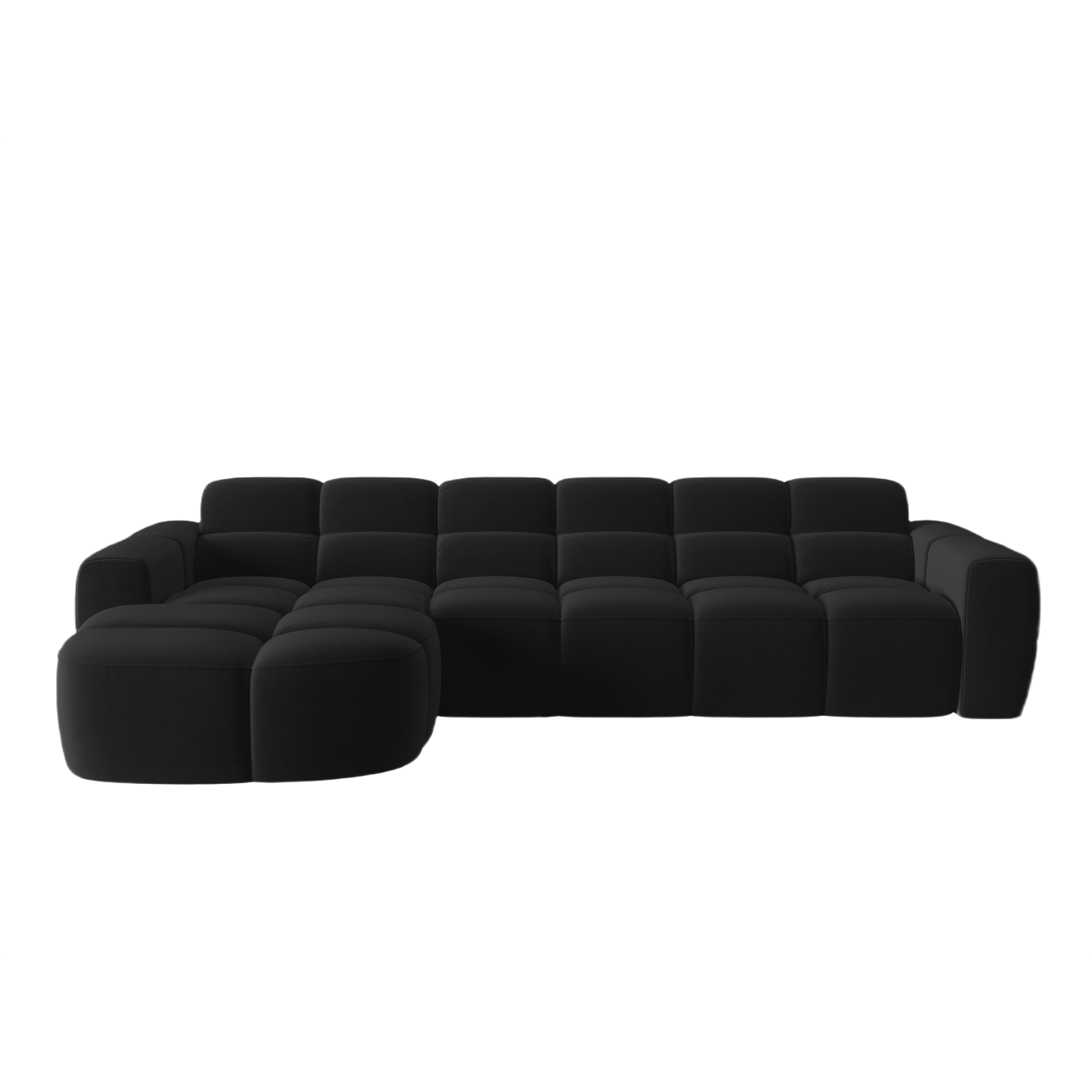 Samt-Ecksofa links LISA schwarz [Monika]