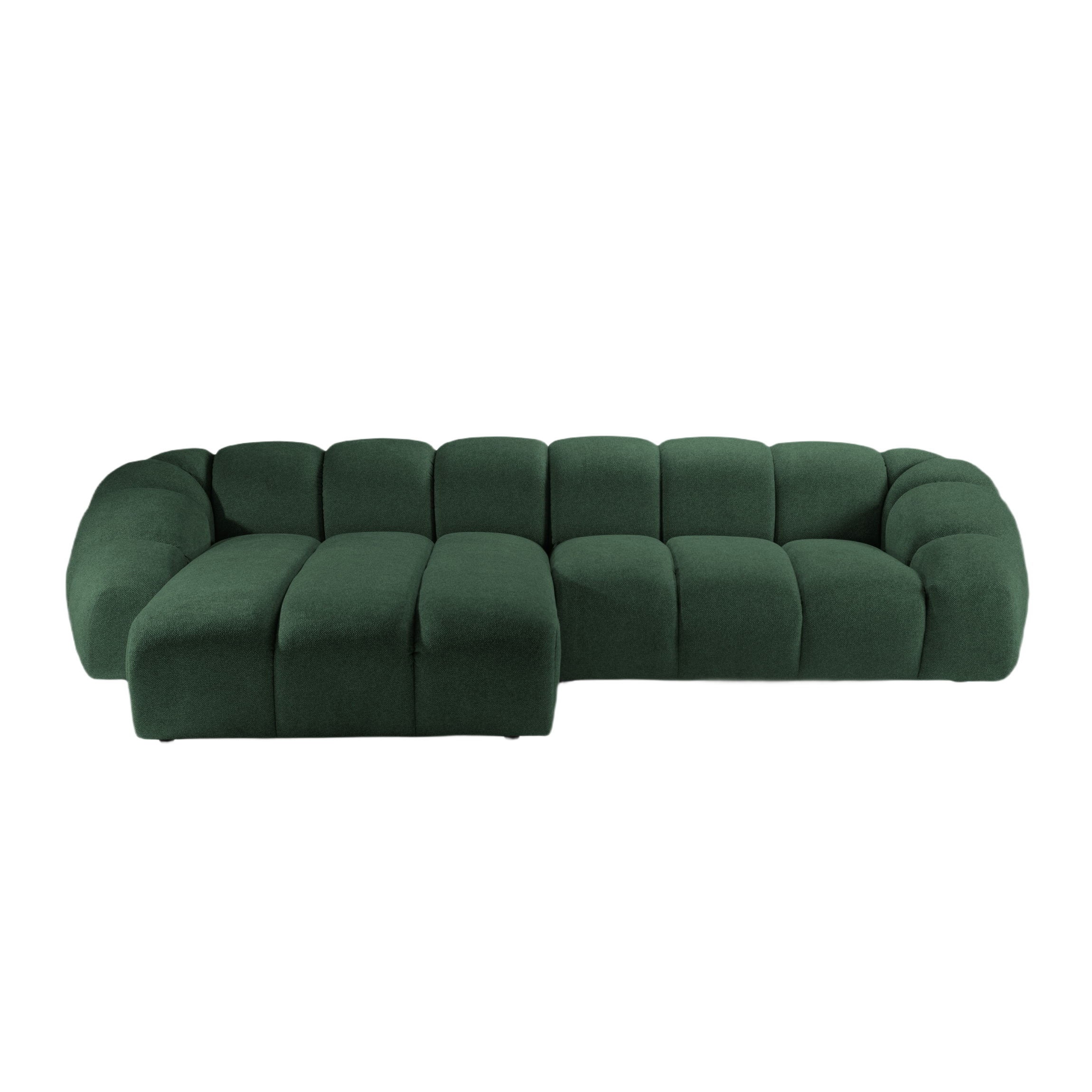 Velvet Left Corner Sofa, "Diana", 4 Seats, Green, 334x182x72
Made in Europe