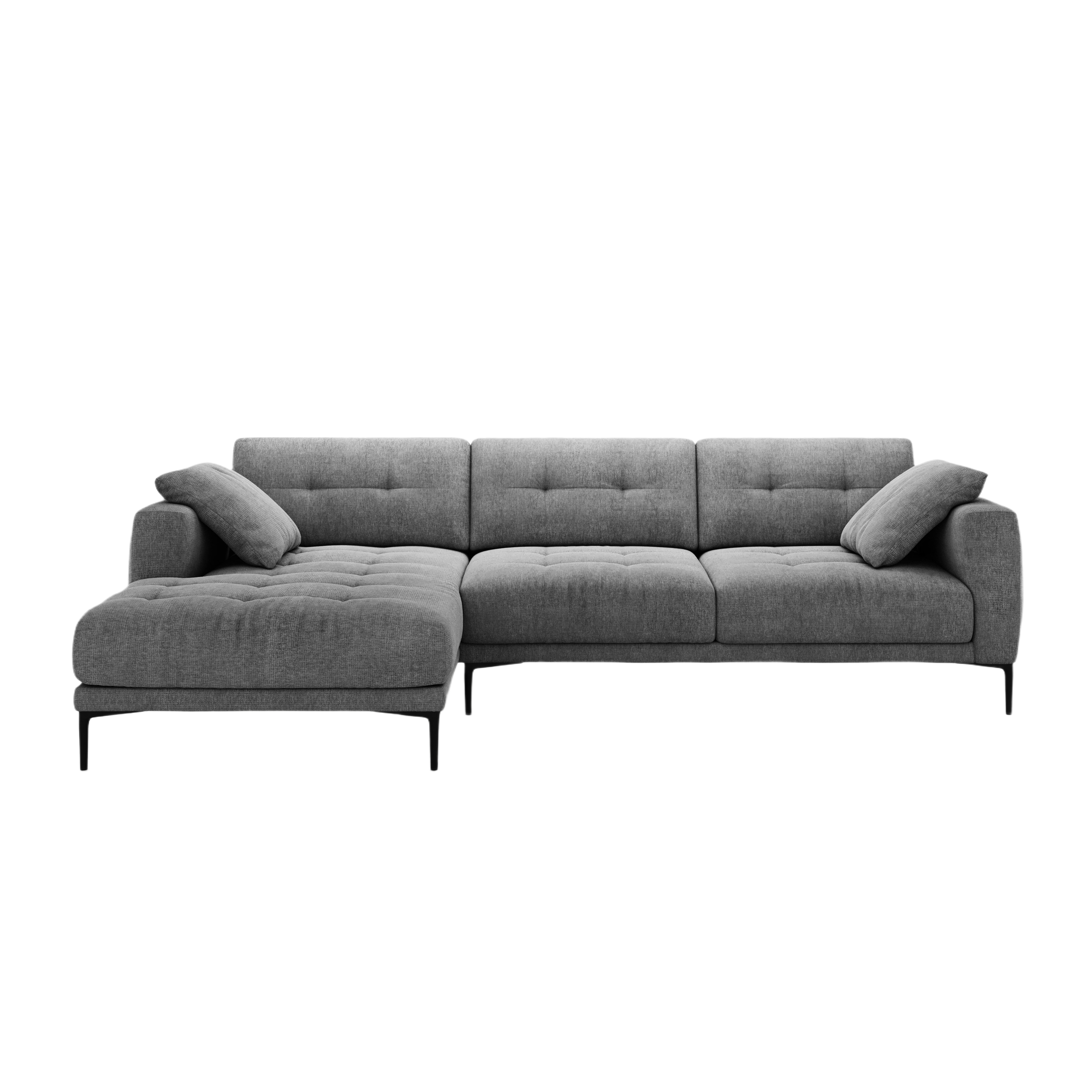 Left-sided corner sofa BEMY gray chenille
