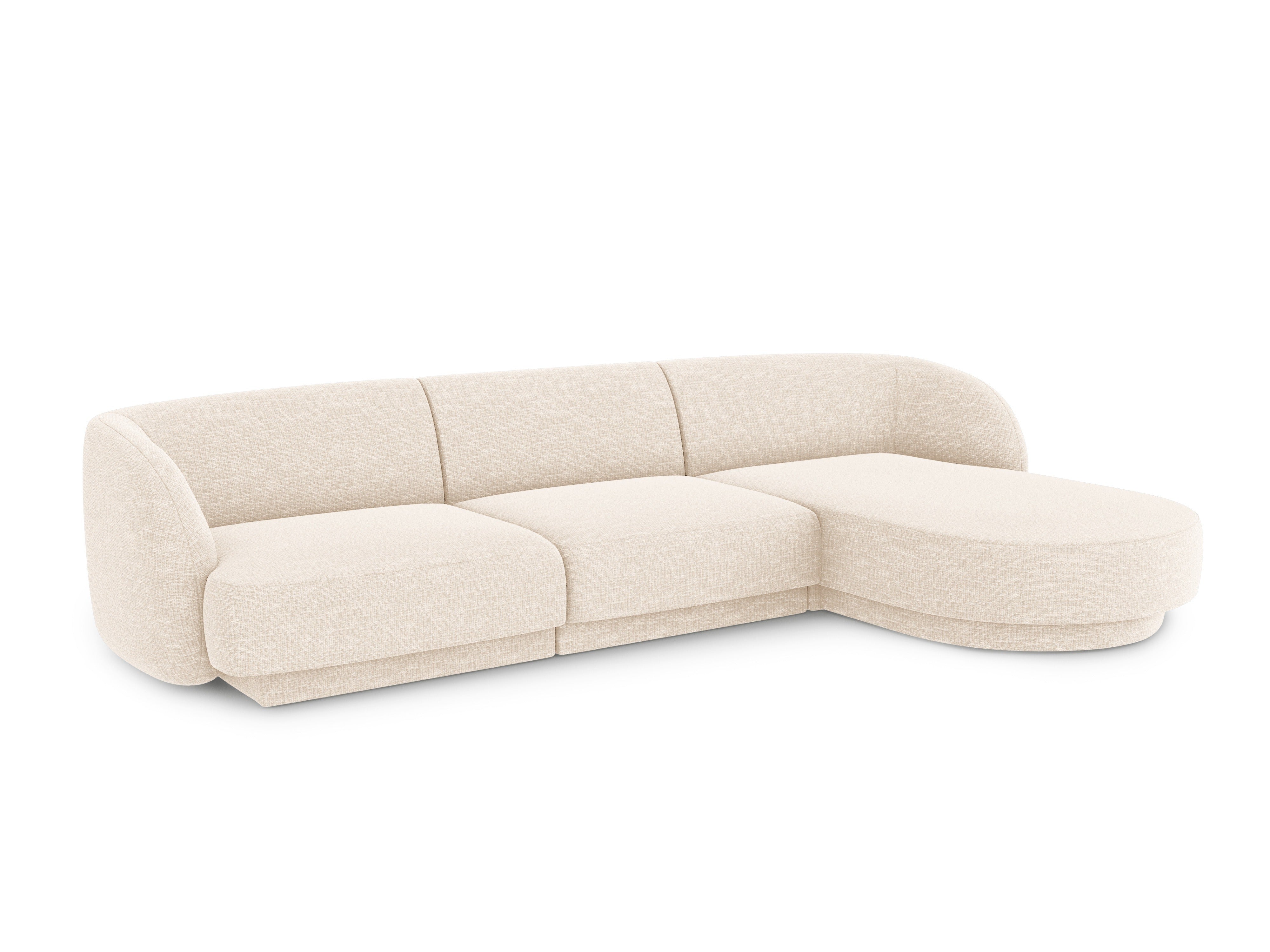 4-sitziges rechteckiges Ecksofa MILEY Elfenbein Chenille