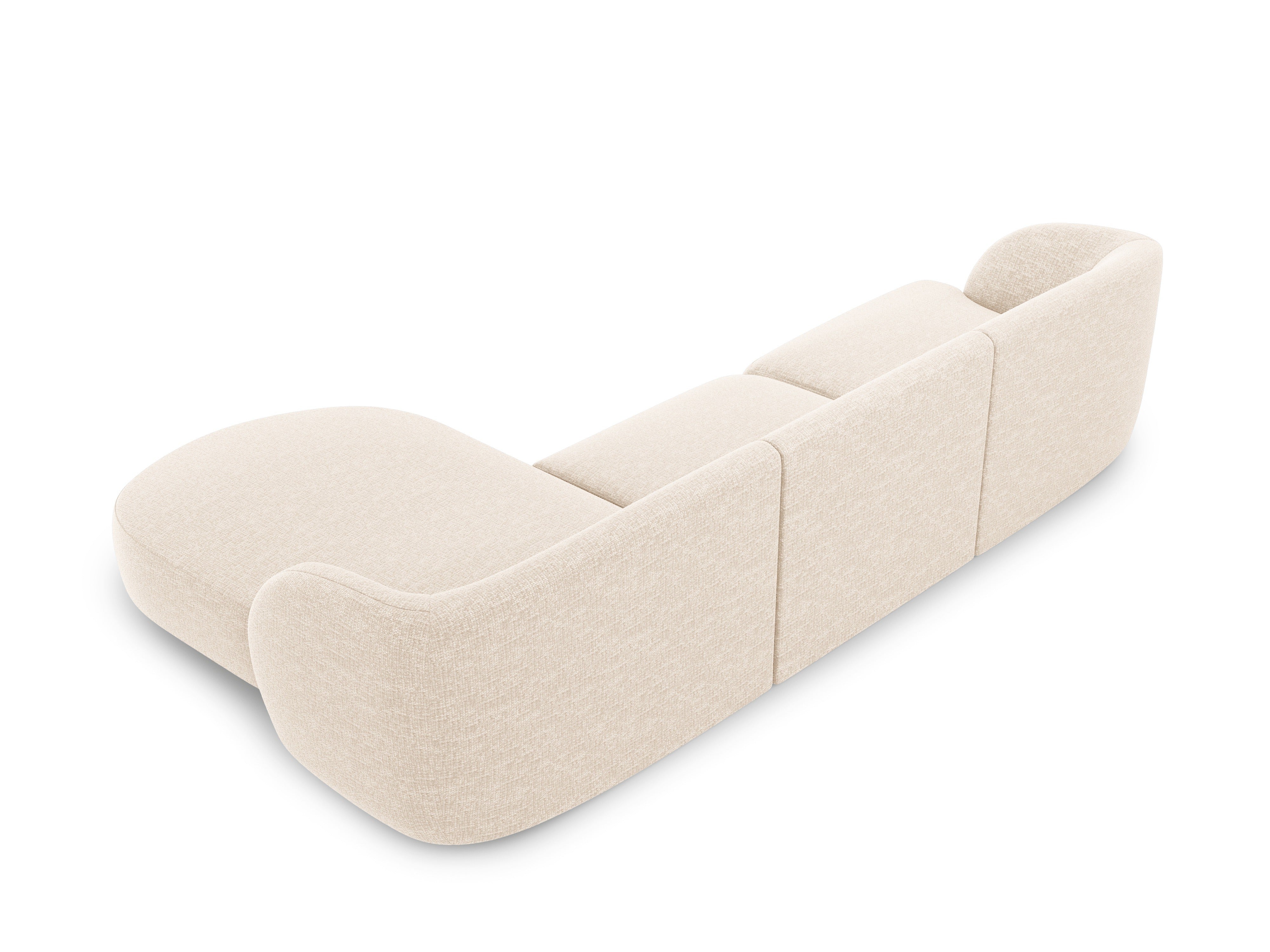 4-sitziges rechteckiges Ecksofa MILEY Elfenbein Chenille