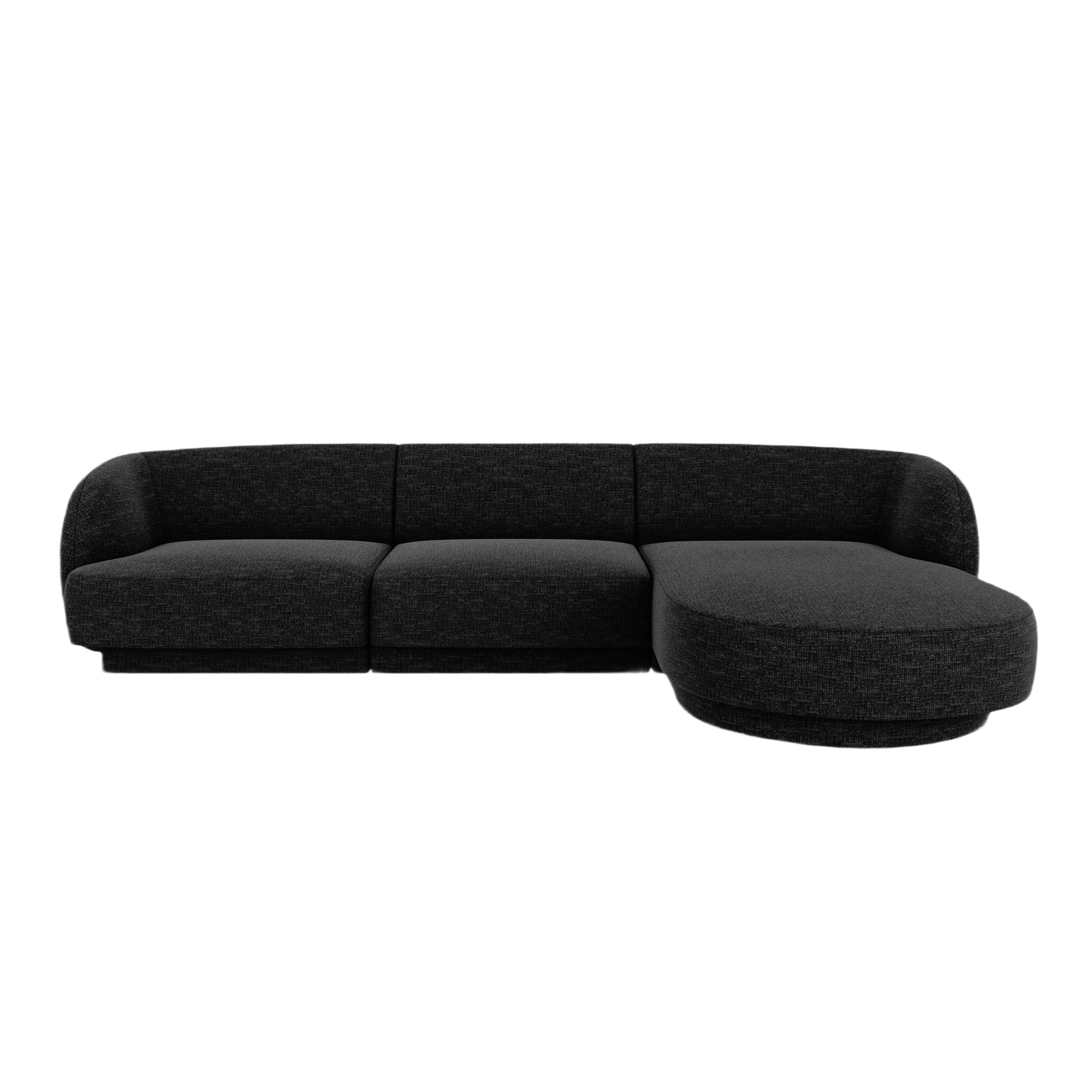 4-sitziges, rechtsseitiges Ecksofa MILEY aus schwarzem Chenille