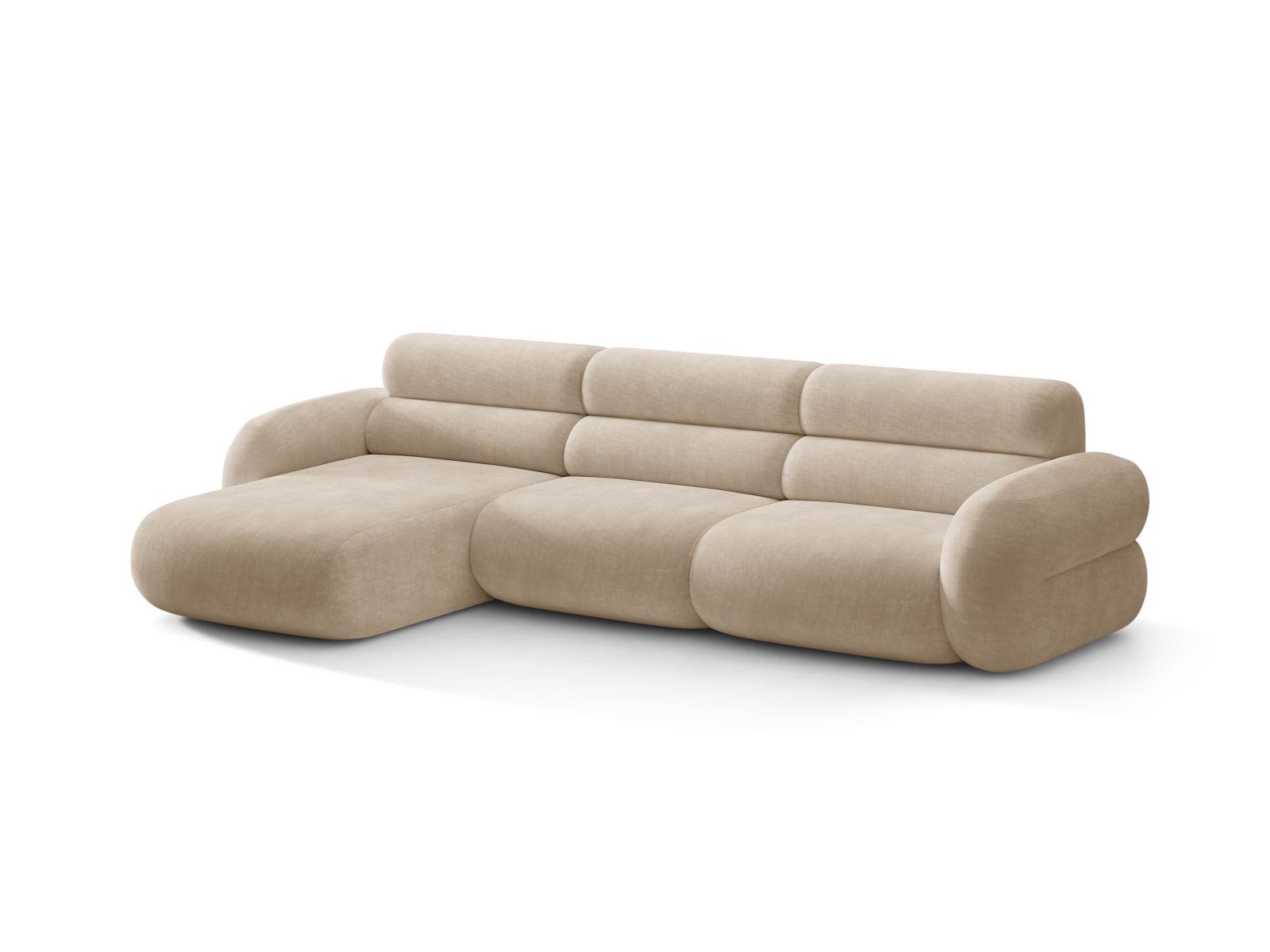Left-facing NEO corner sofa in beige chenille