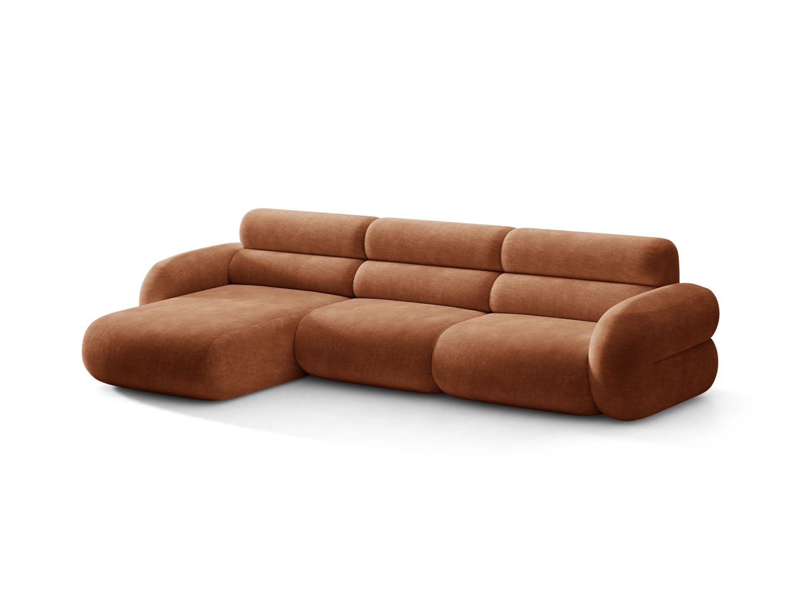 Left-facing NEO corner sofa in brick chenille