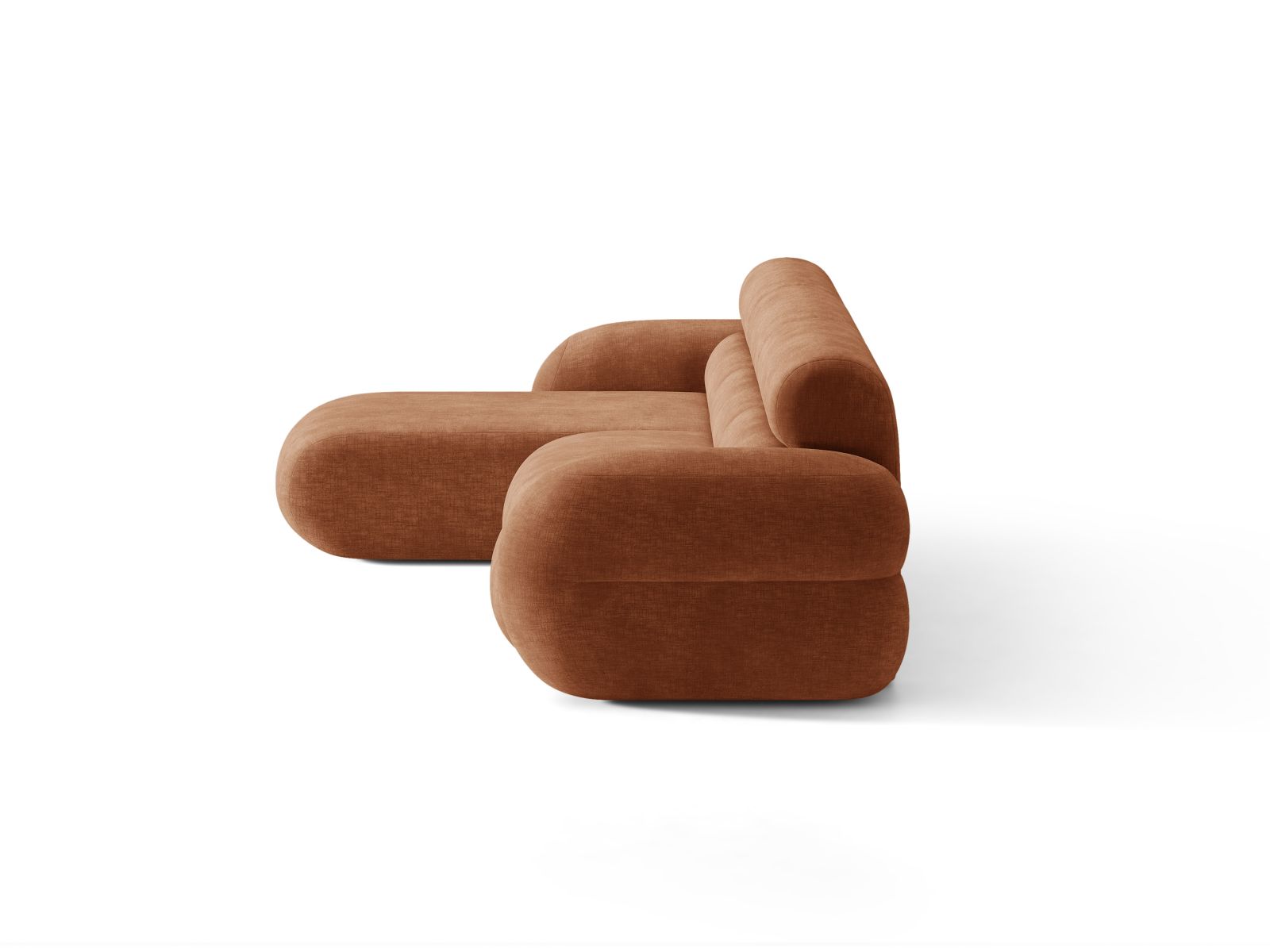 Left-facing NEO corner sofa in brick chenille