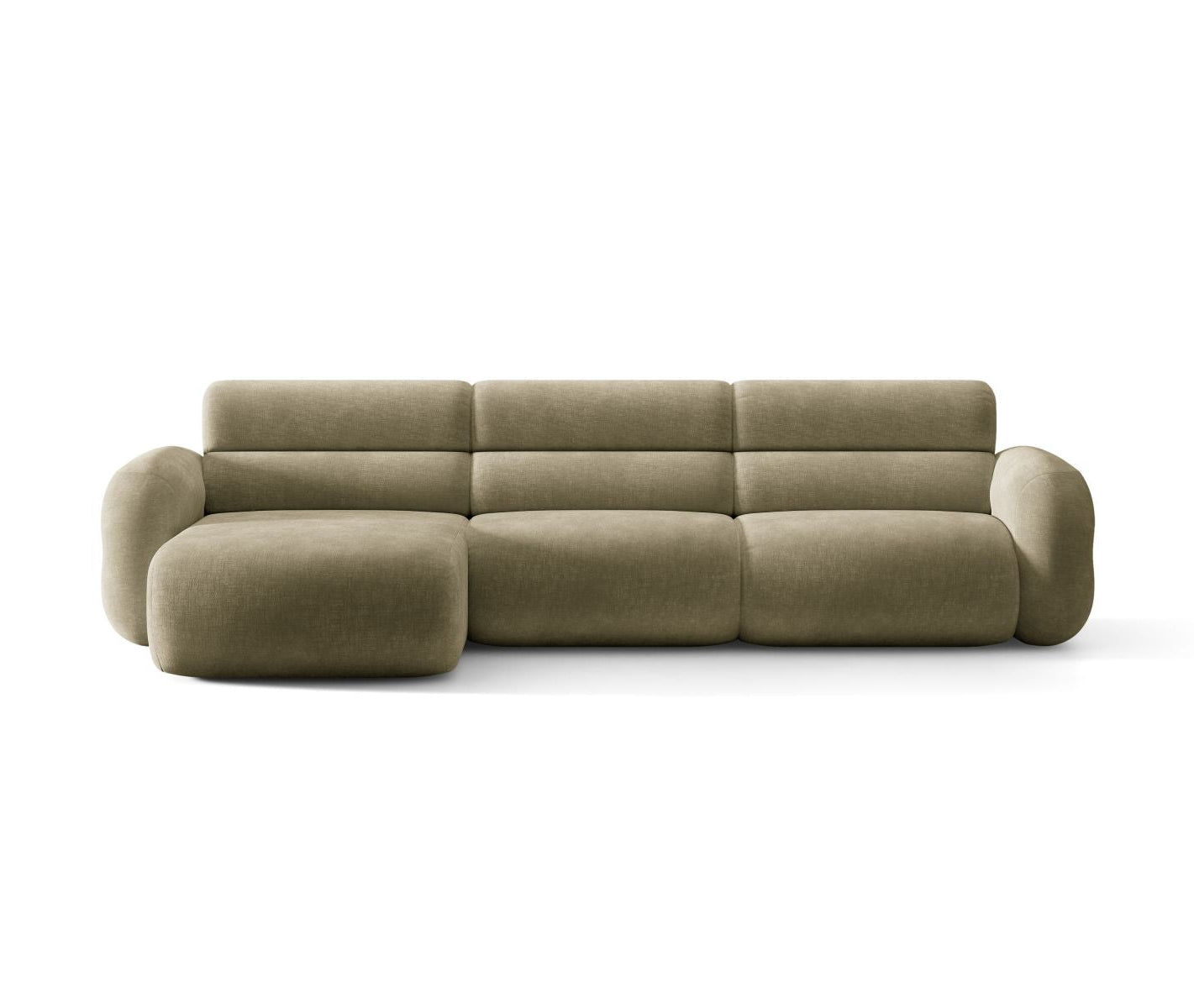 Left-facing NEO corner sofa in olive chenille