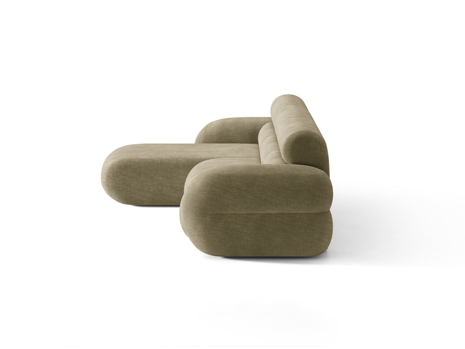 Left-facing NEO corner sofa in olive chenille
