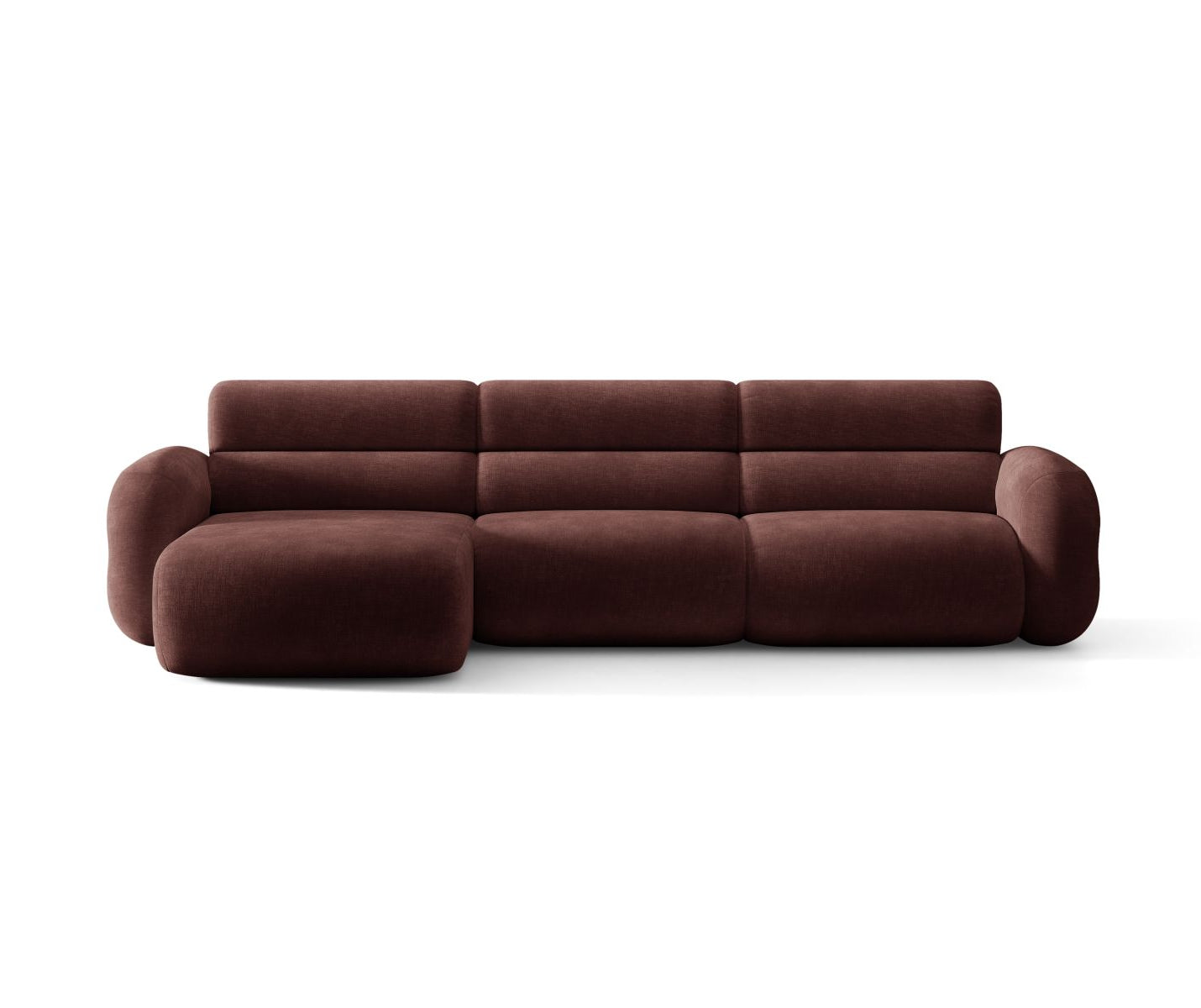 Left-facing NEO corner sofa in cherry chenille