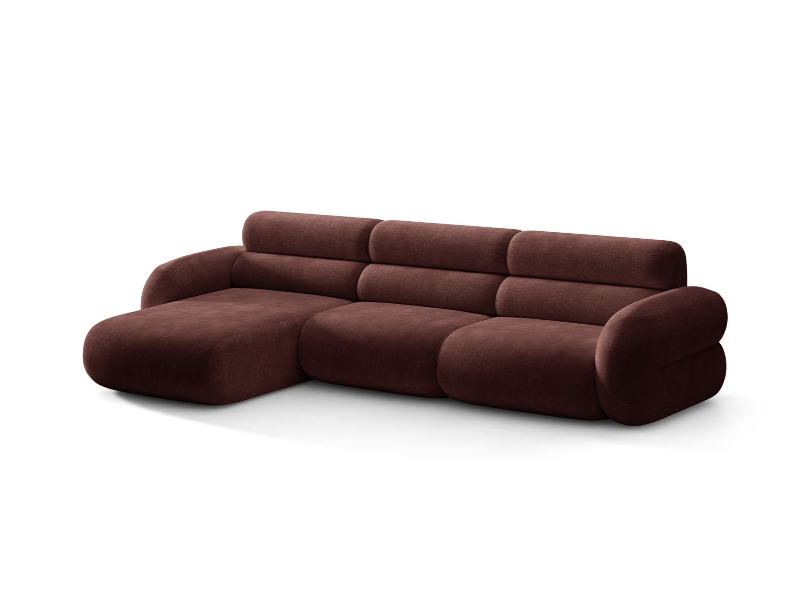 Left-facing NEO corner sofa in cherry chenille