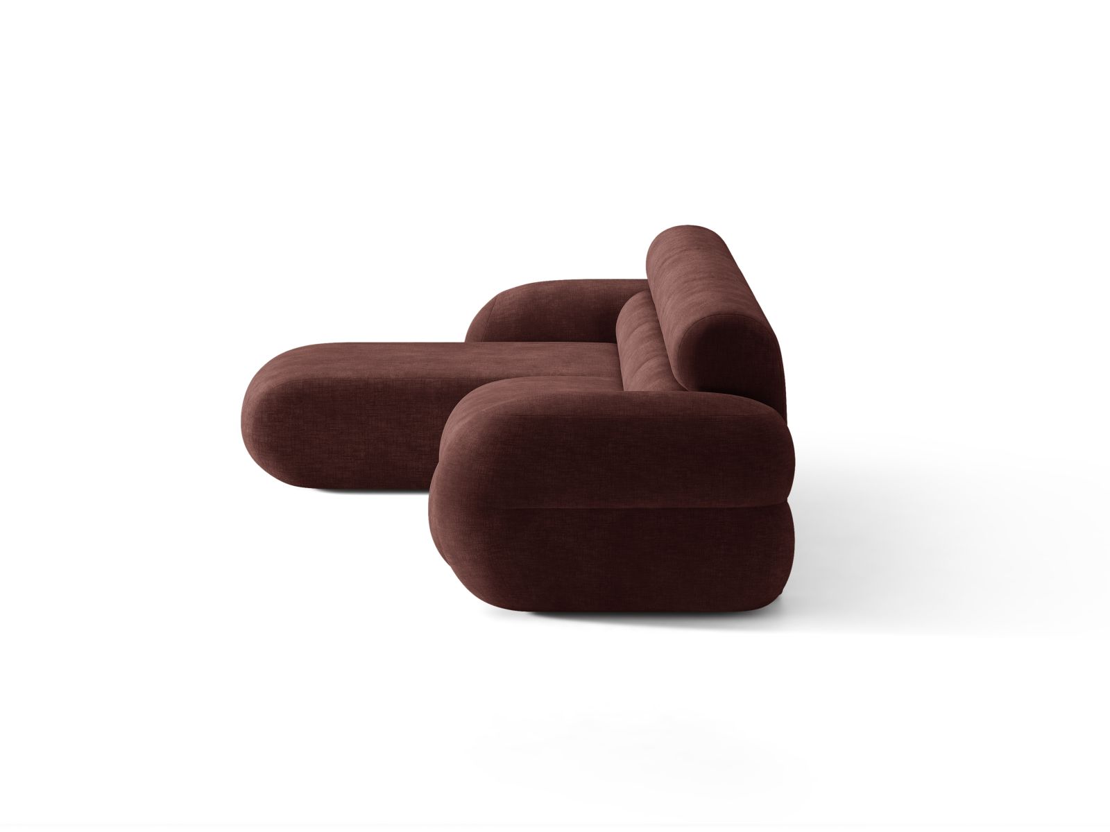 Left-facing NEO corner sofa in cherry chenille