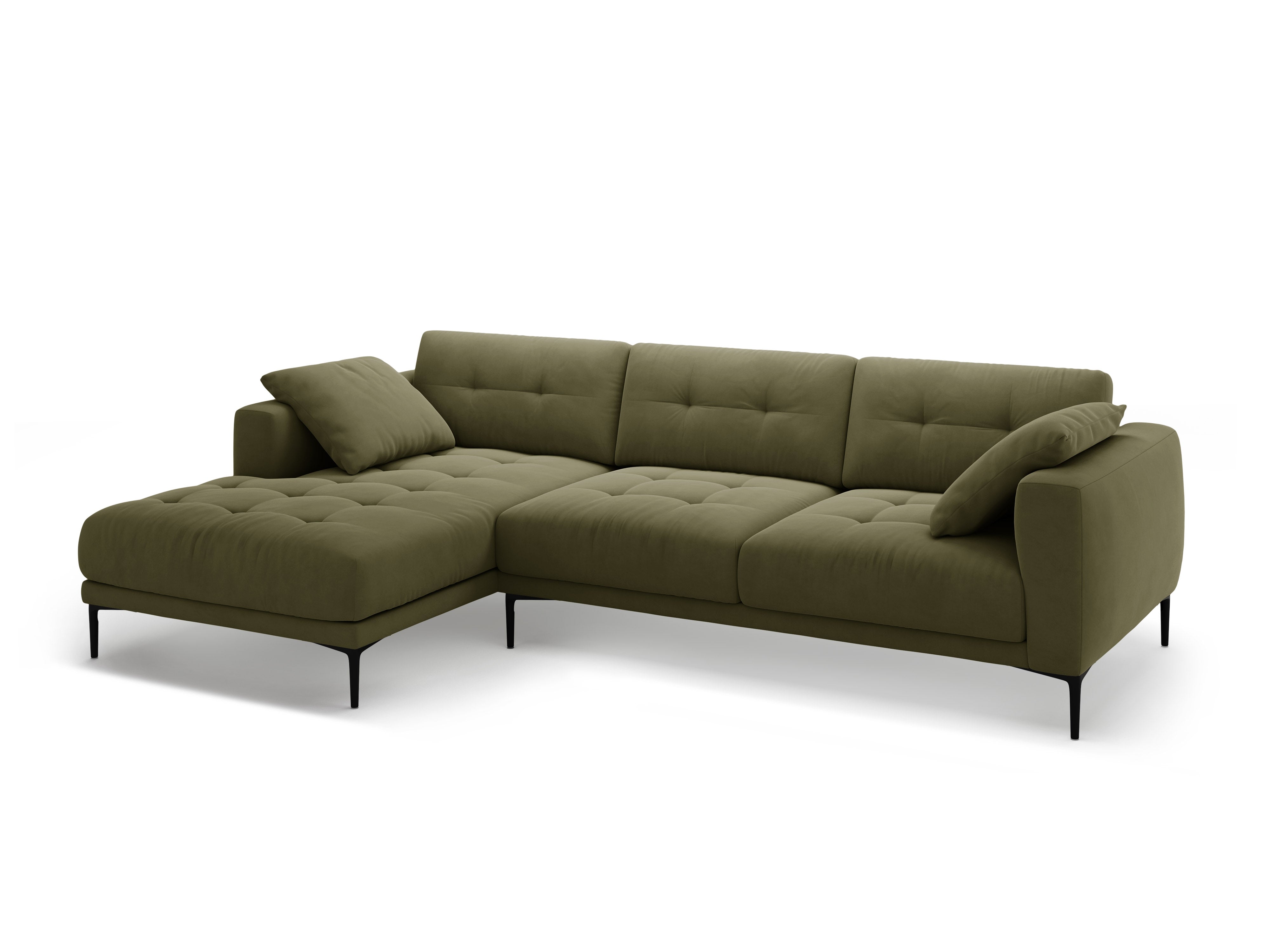 Left-facing velvet corner sofa BEMY green