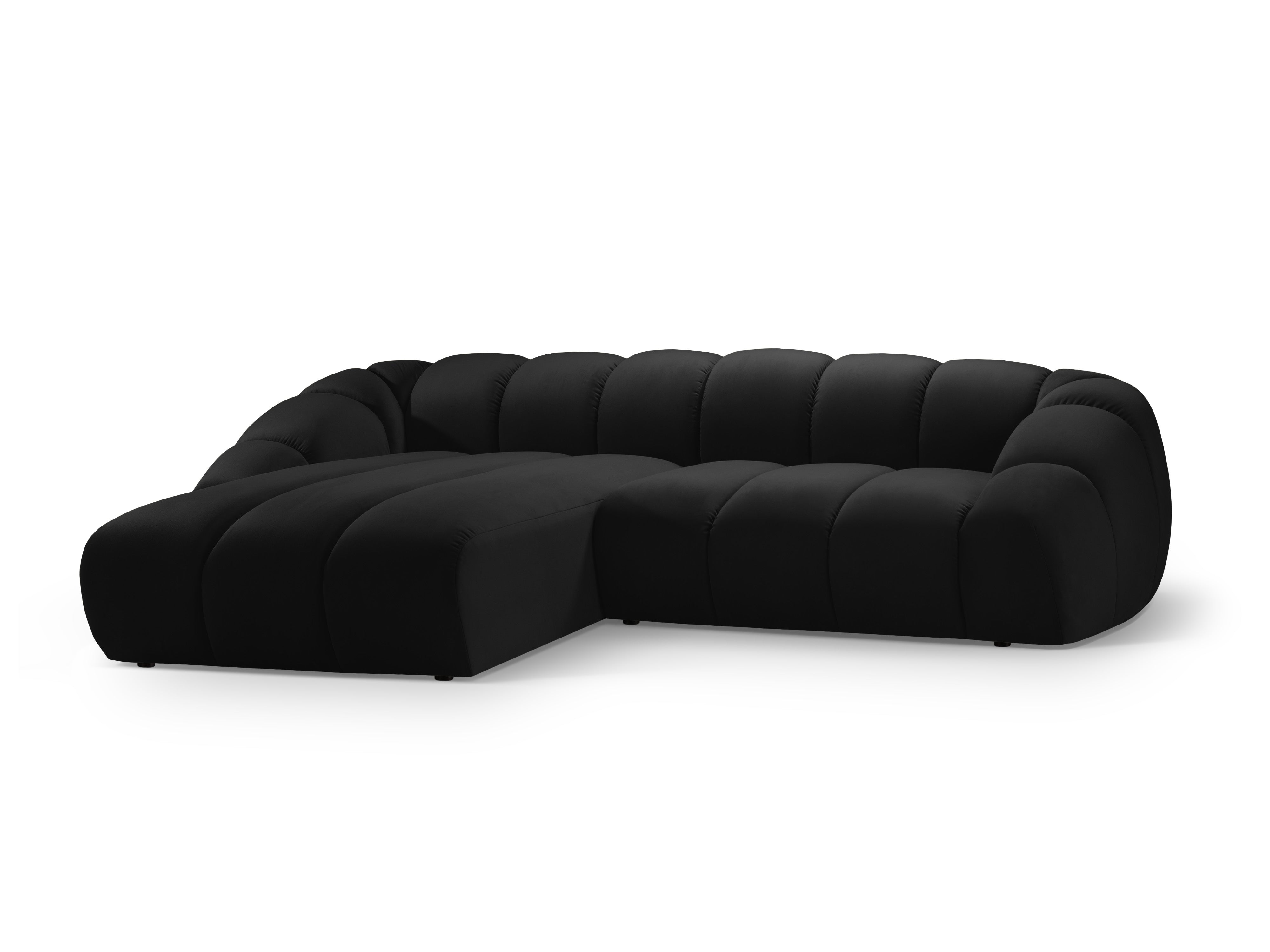 Velvet Left Corner Sofa, "Diana", 4 Seats, Black, 334x182x72
Made in Europe