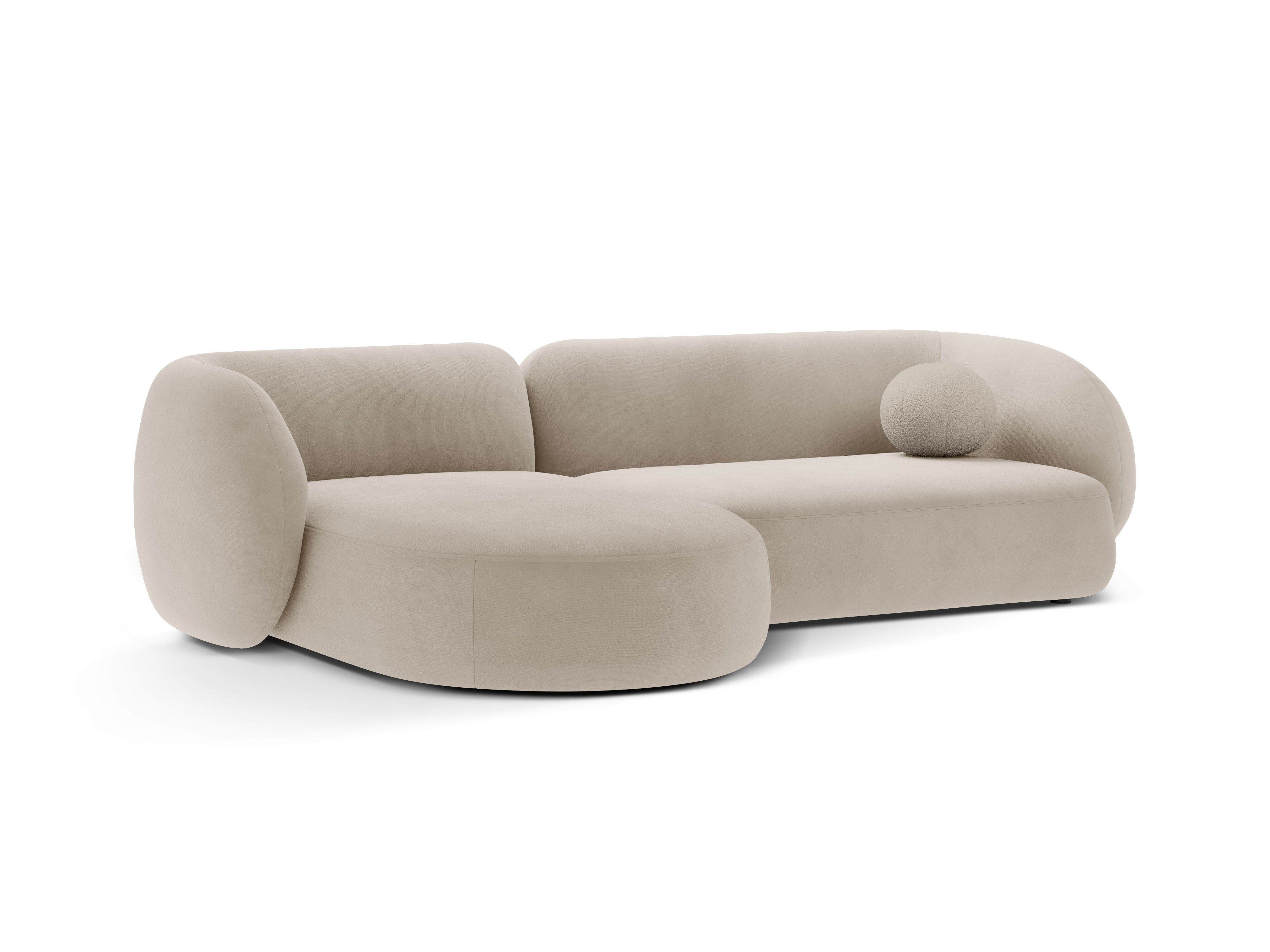 Left-facing velvet corner sofa for 3 people KATE beige