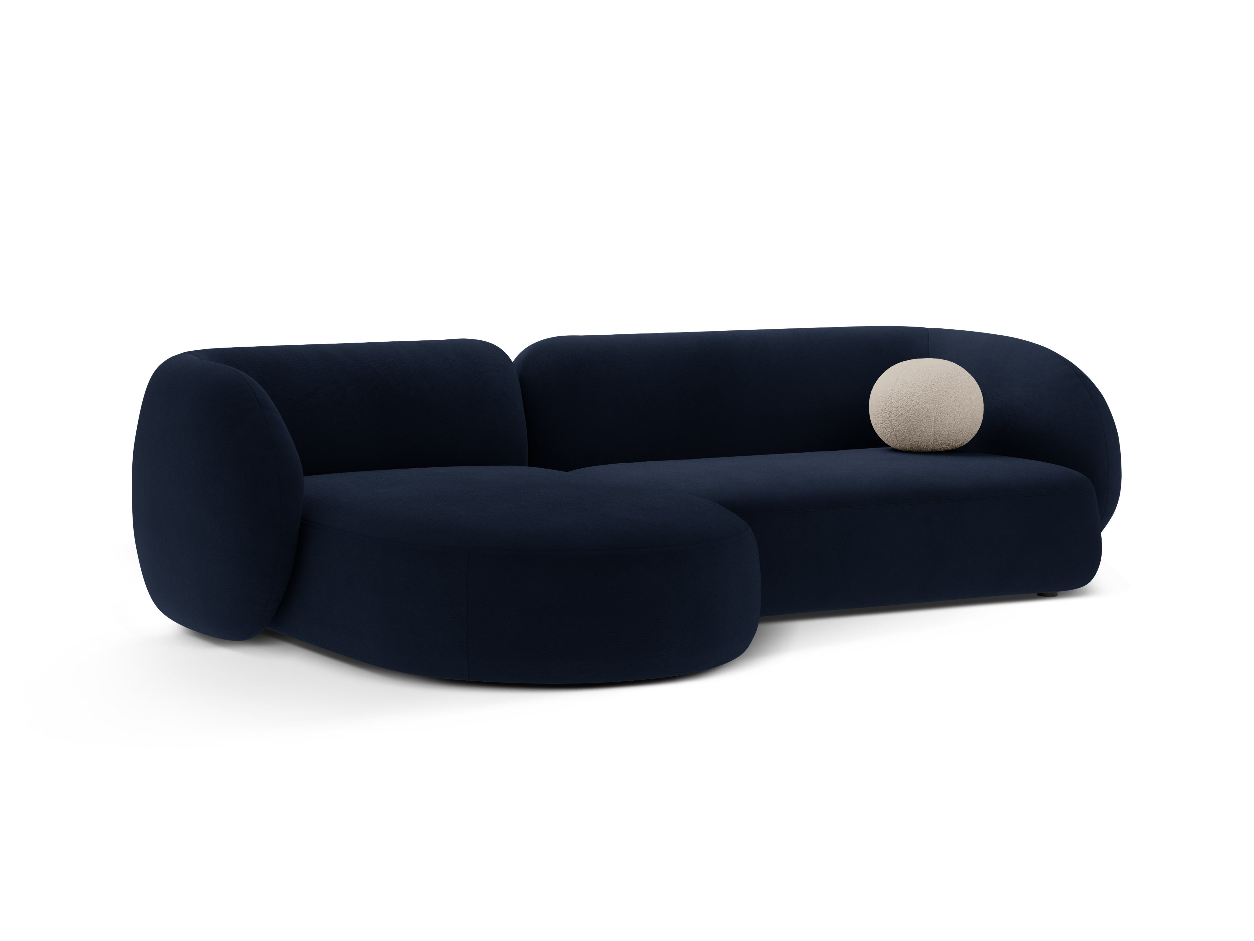 Left-facing velvet corner sofa for 3 people KATE royal blue