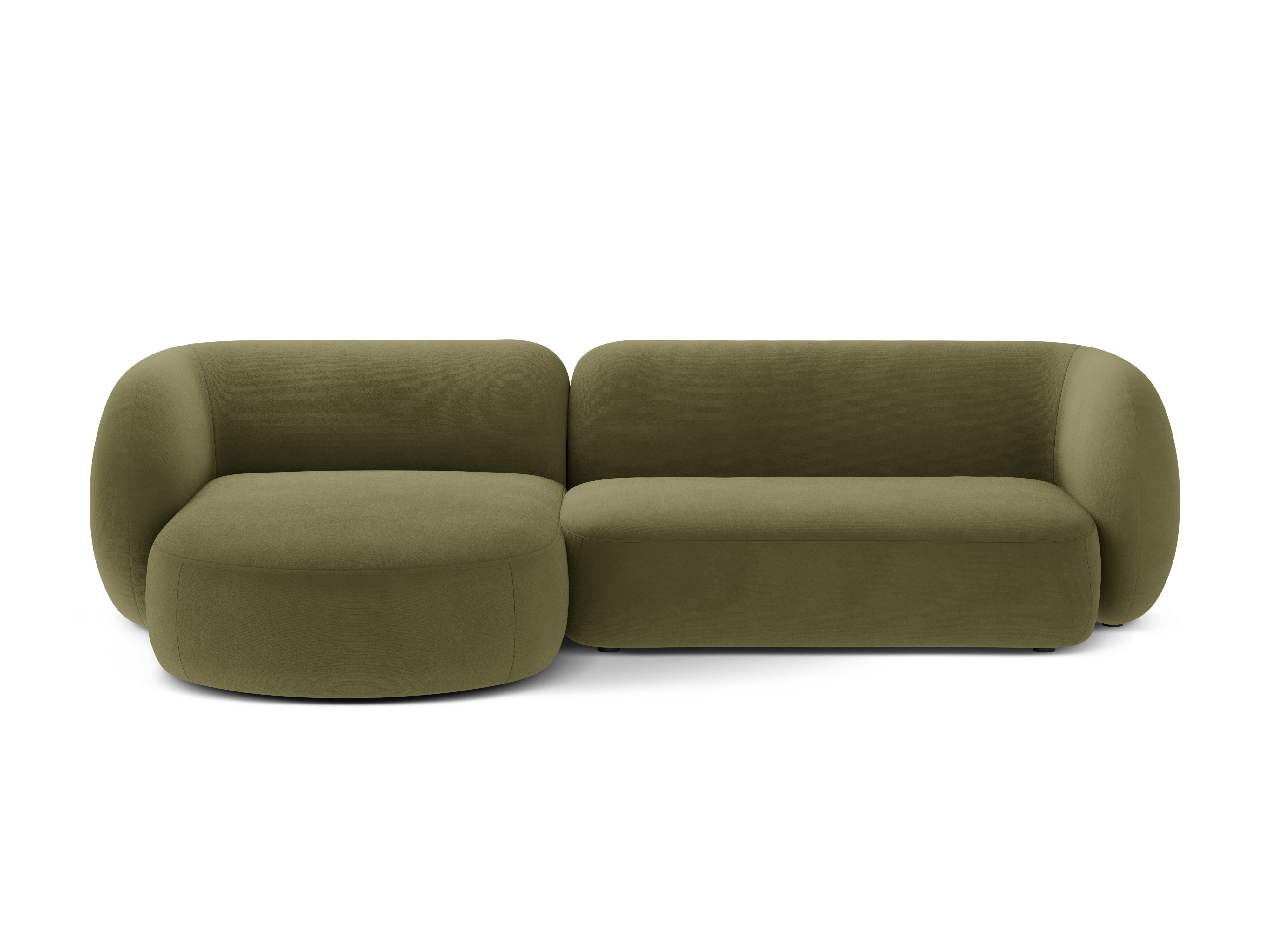 Left-facing velvet corner sofa for 3 people KATE green