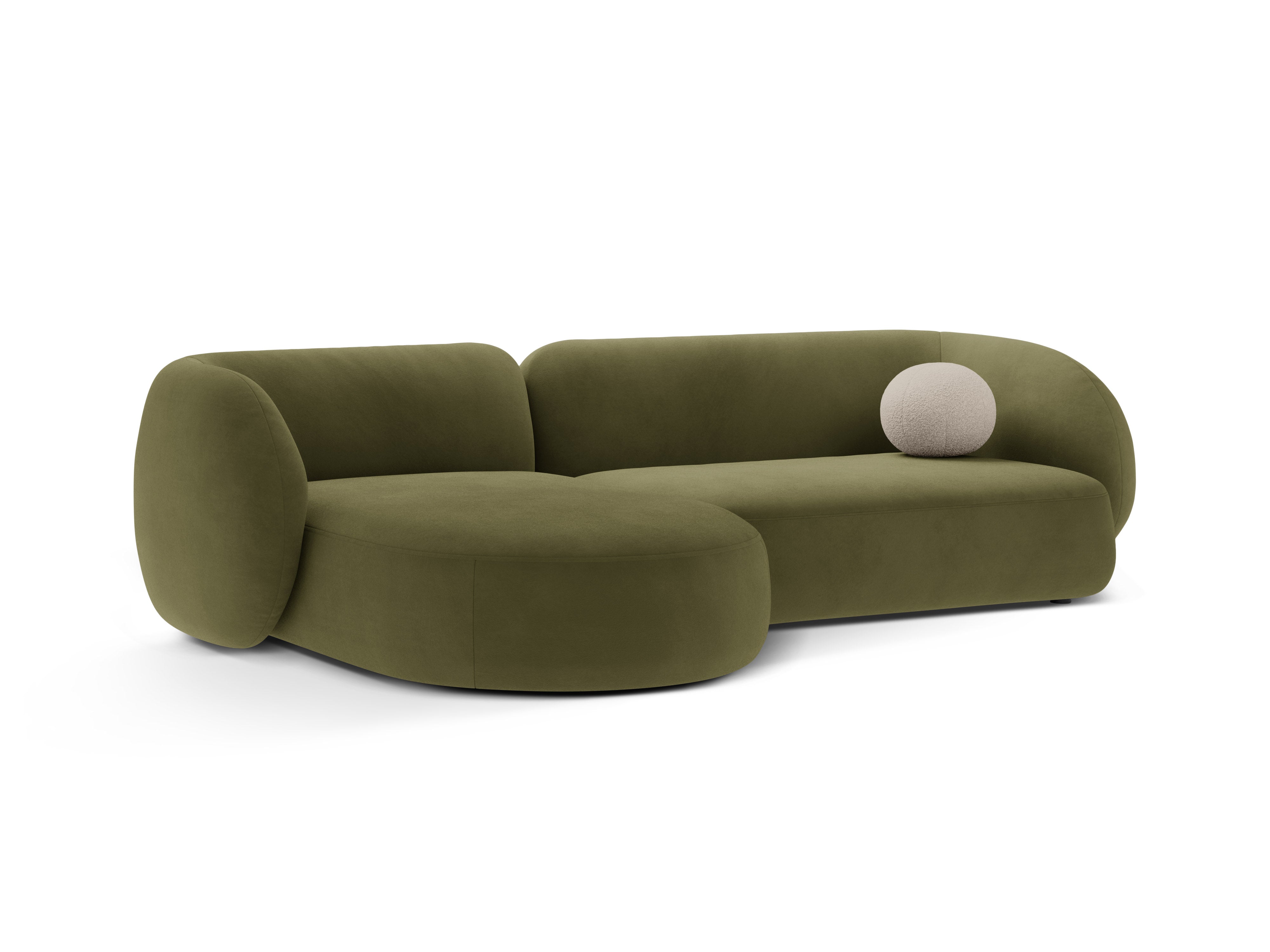 Left-facing velvet corner sofa for 3 people KATE green