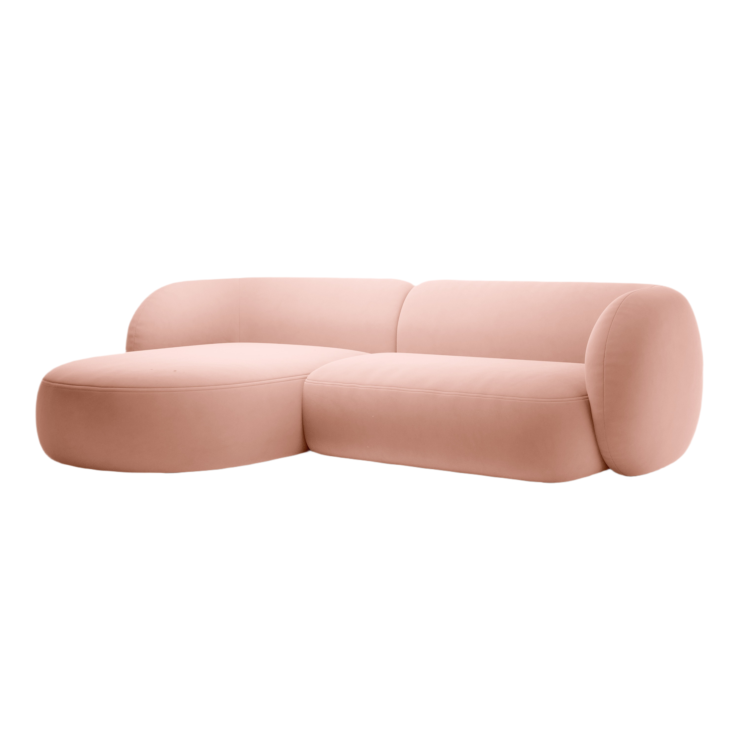 Left-facing velvet corner sofa for 3 people KATE pink