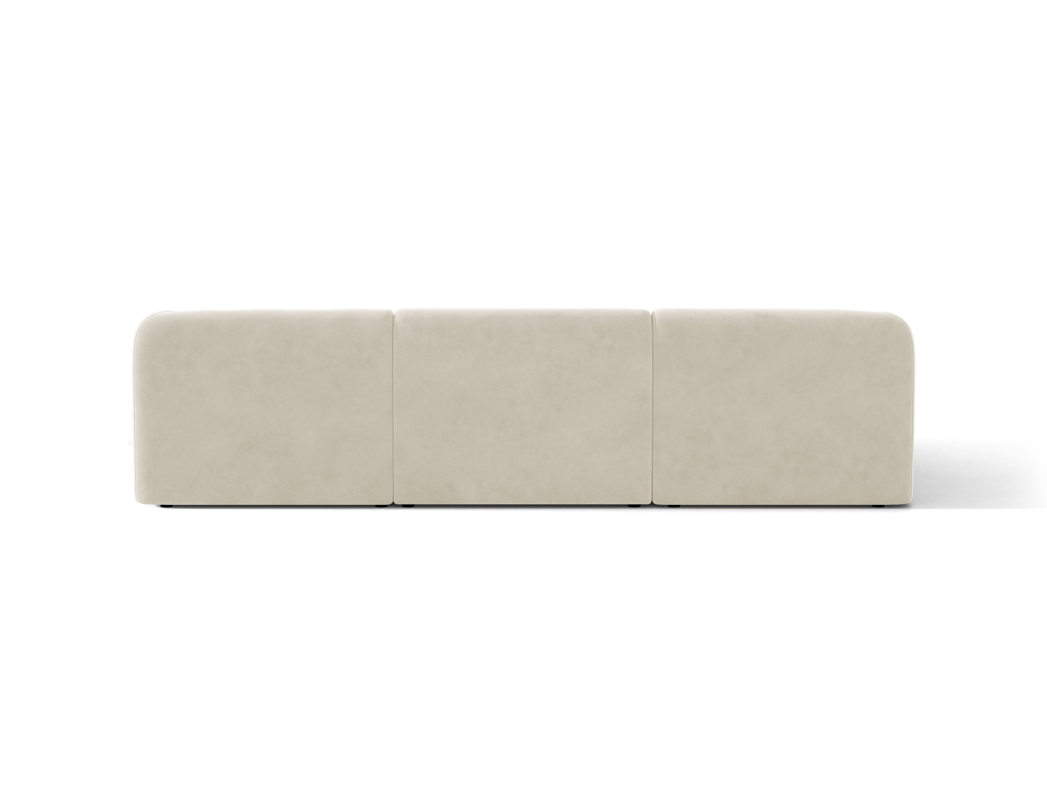 Velvet corner sofa for 4 people, left-sided, MILEY in beige